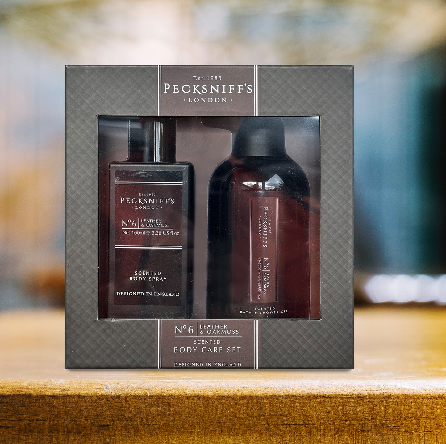 Pecksniffs Mens Bathing Duo Collection – Leather & Oakmoss Scented Body Wash and Body Lotion Gift Set, 2 x 250ml