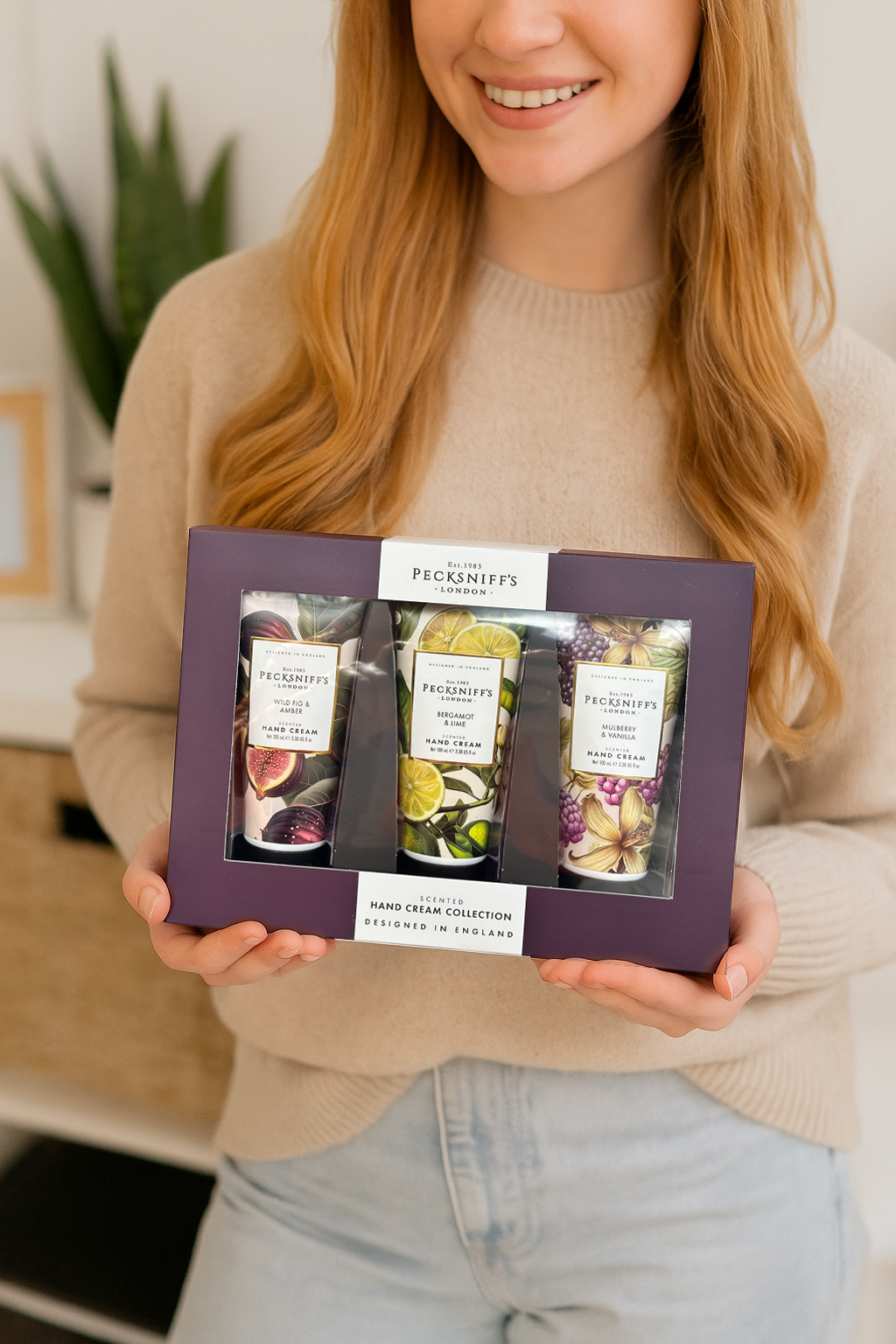 Pecksniff’s Luxury Hand Cream Gift Set – Wildwood Collection, 3 x 100ml Moisturizing Hand Creams – Wild Fig & Amber, Bergamot & Lime, Mulberry & Vanilla – Made in England Skincare for Women & Men