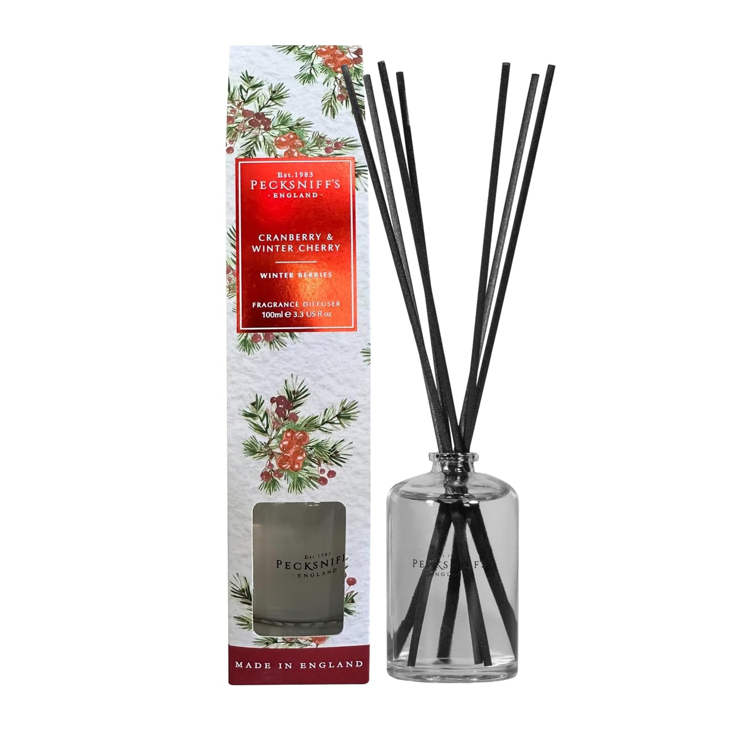 Pecksniff's Cranberry and Winter Cherry Diffuser | 100ml/3.38 Fl Oz
