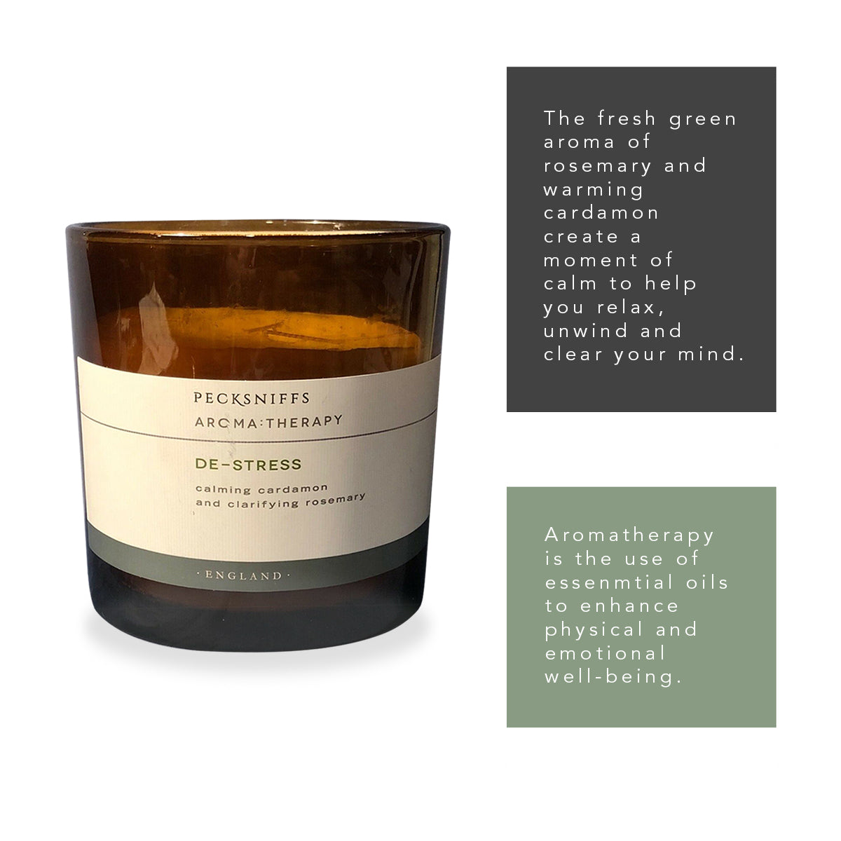 Pecksniffs Amber De-Stress  Aroma Therapy Candle | 1 Wick, 184g/6.49oz