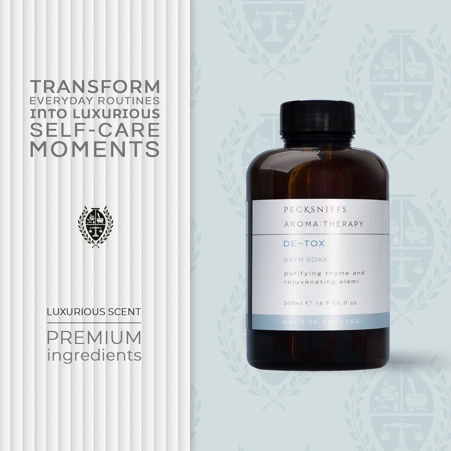 Pecksniffs Aroma:Therapy De-Tox Bath Soak Decanter | 500ml/16.9 Fl Oz