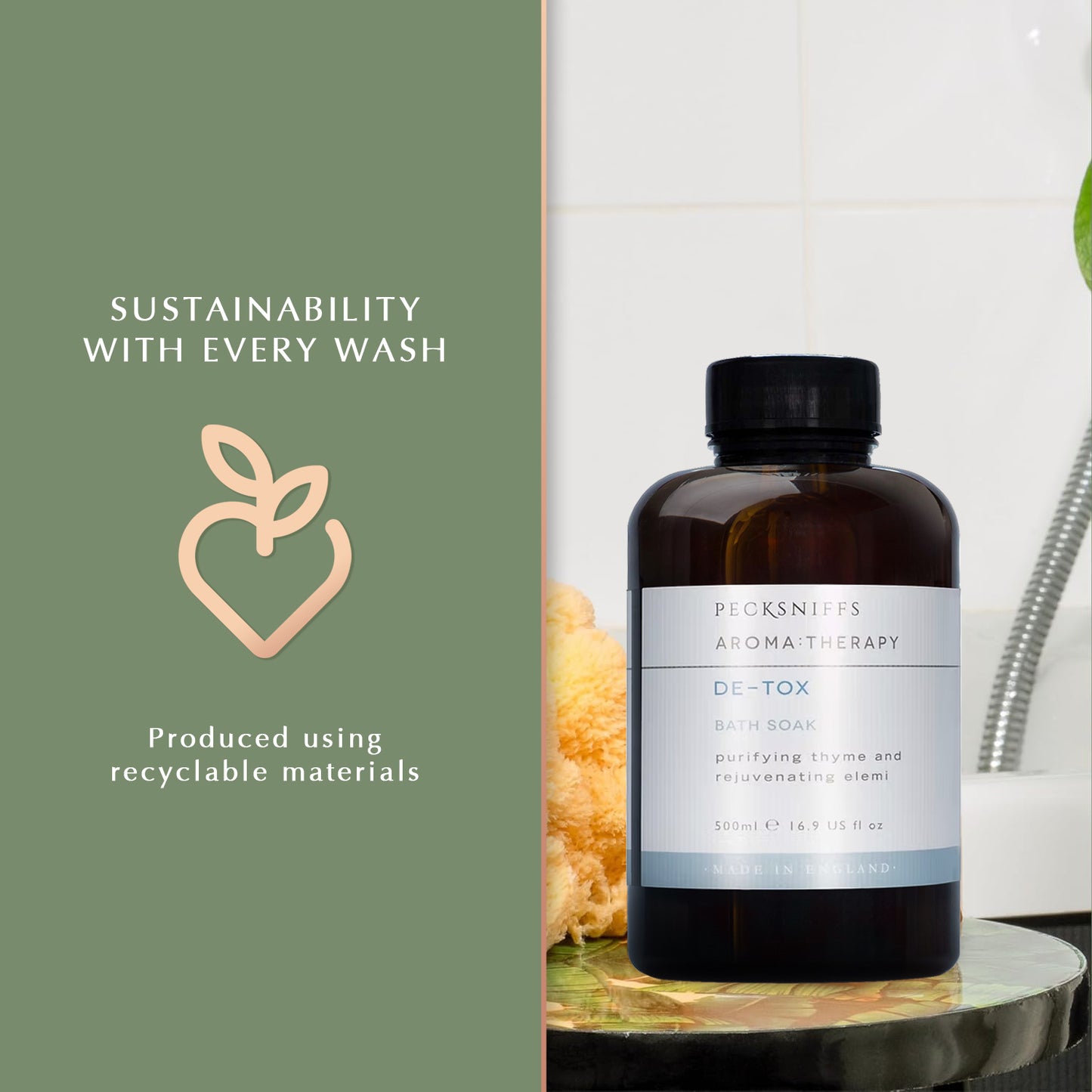 Pecksniffs Aroma:Therapy De-Tox Bath Soak Decanter | 500ml/16.9 Fl Oz