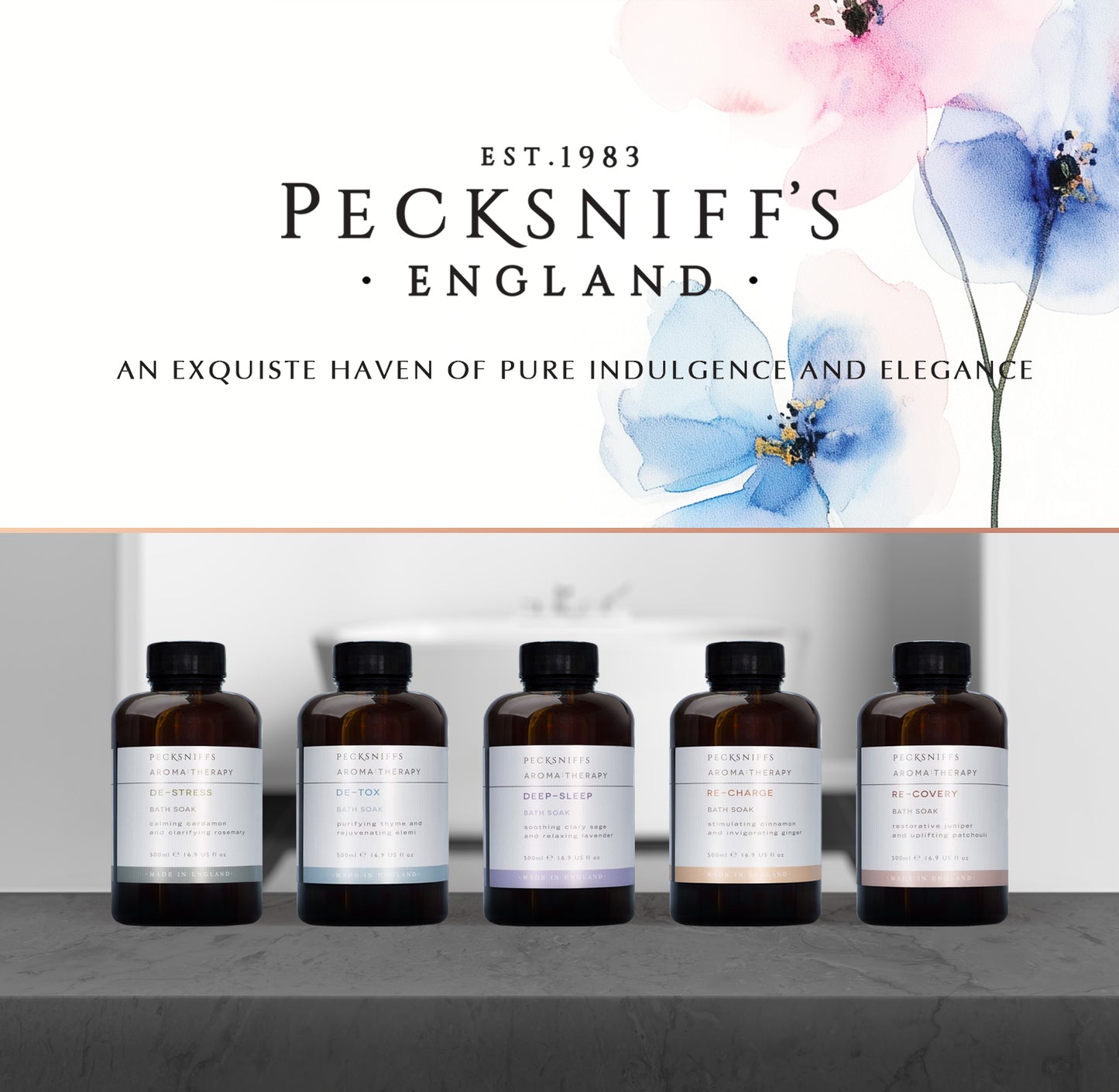 Pecksniffs Aroma:Therapy De-Tox Bath Soak Decanter | 500ml/16.9 Fl Oz