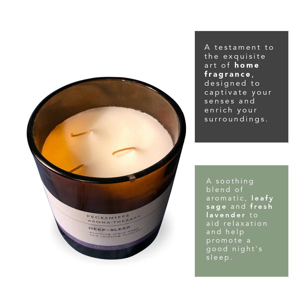 Pecksniffs Amber Deep Sleep Candle | 3 Wicks, 550g/19.40oz