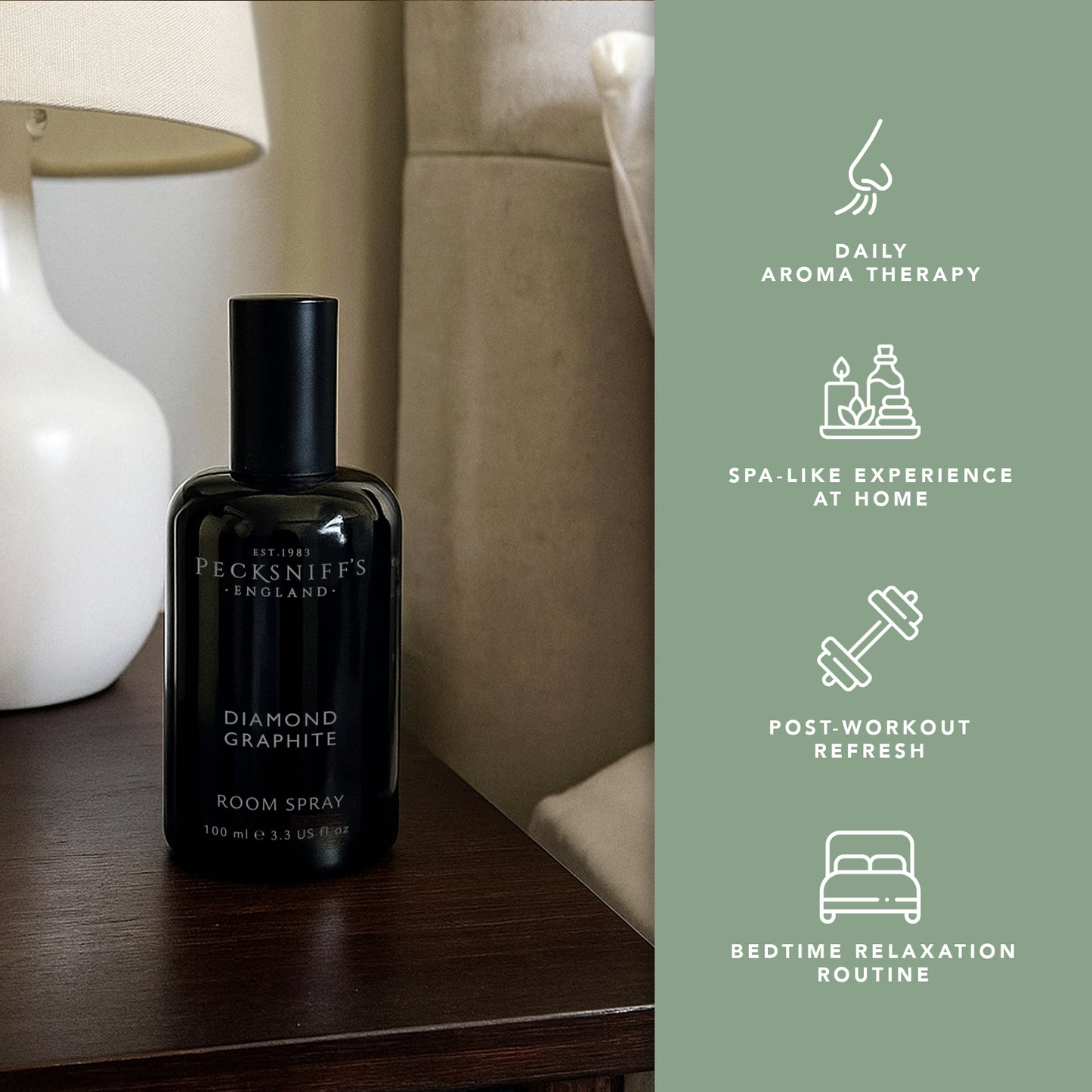 Pecksniffs Diamond Graphite Room Spray | 100ml/3.38 Fl Oz
