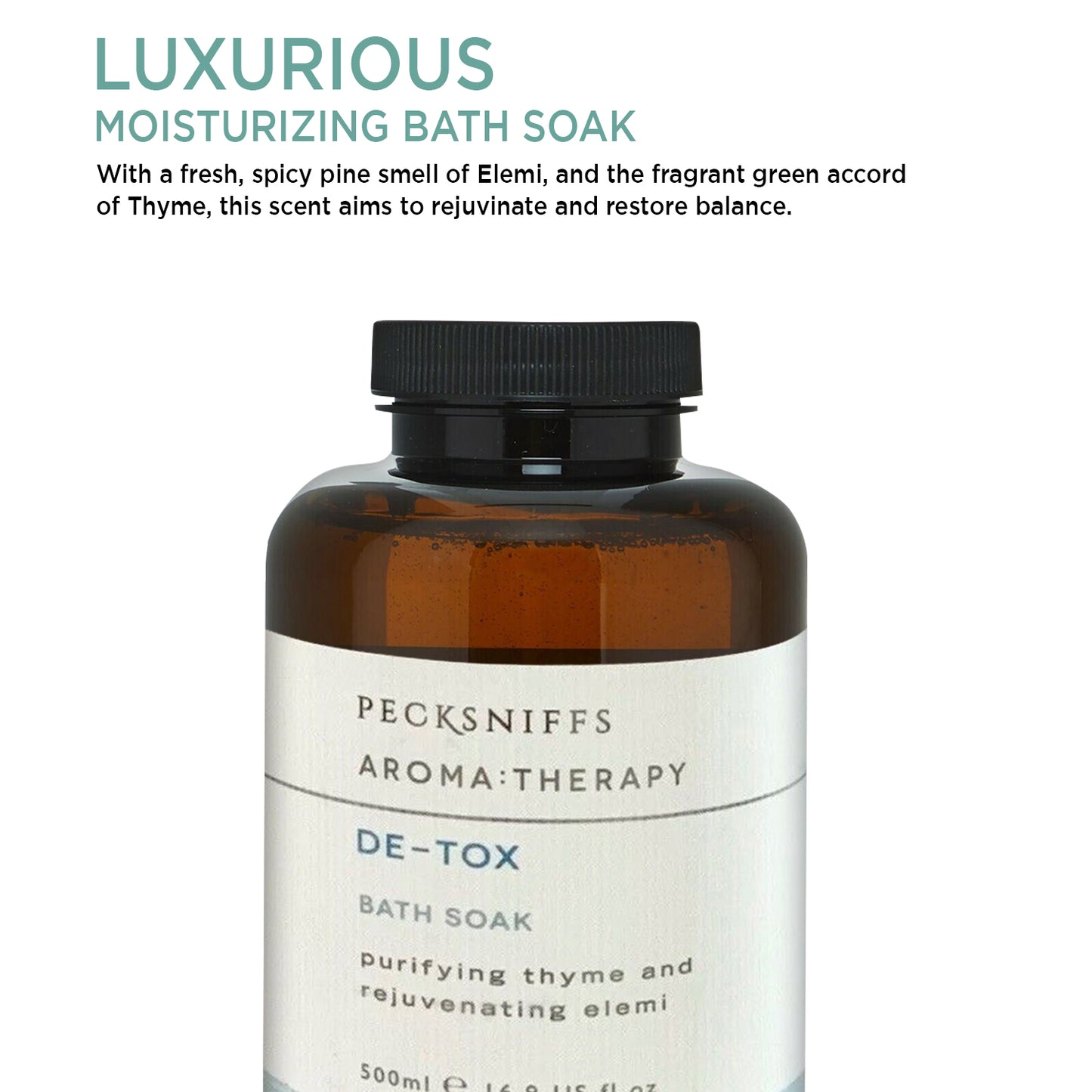 Pecksniffs Aroma:Therapy De-Tox Bath Soak Decanter | 500ml/16.9 Fl Oz