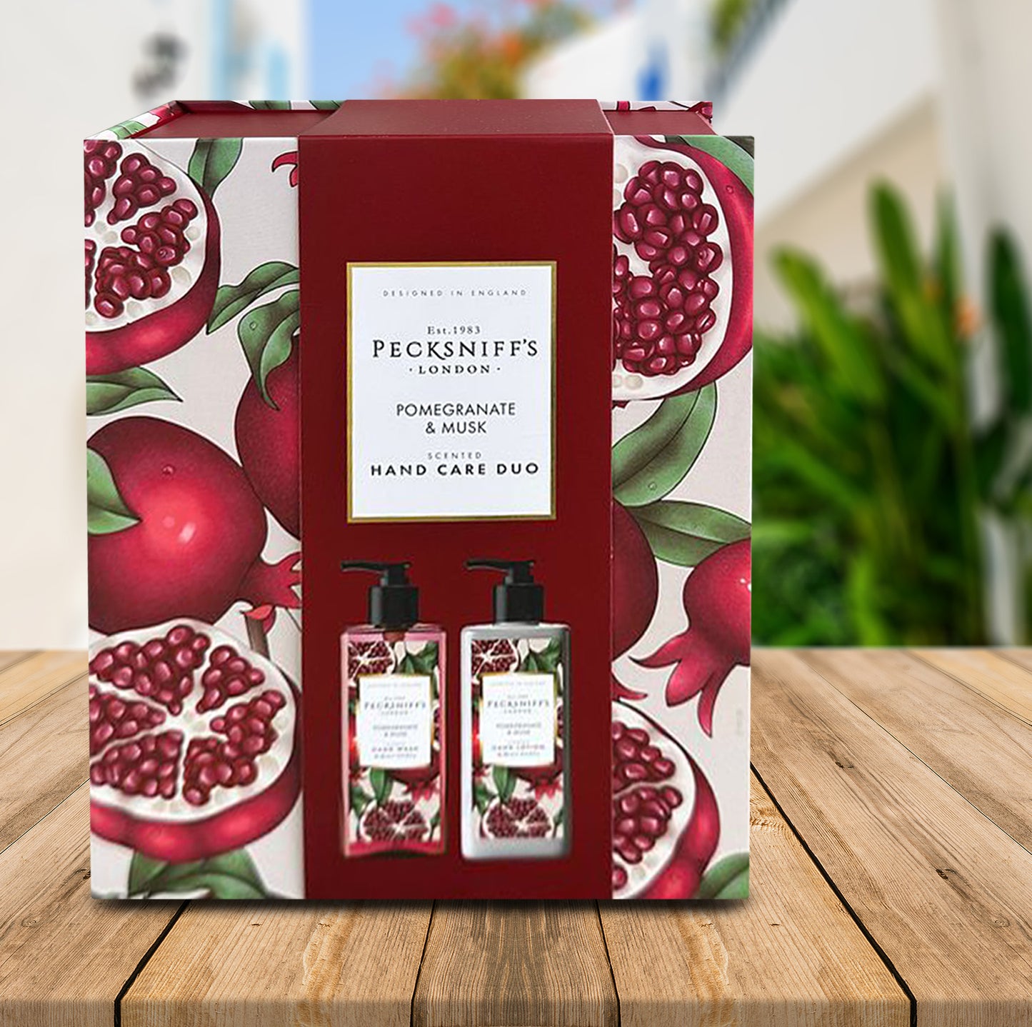 Pecksniff’s Enchanted Winter Hand Care Duo, Pomegranate & Musk, Hard Box Gift Set with 300ml Hand Wash and 300ml Hand Lotion, Designed in England