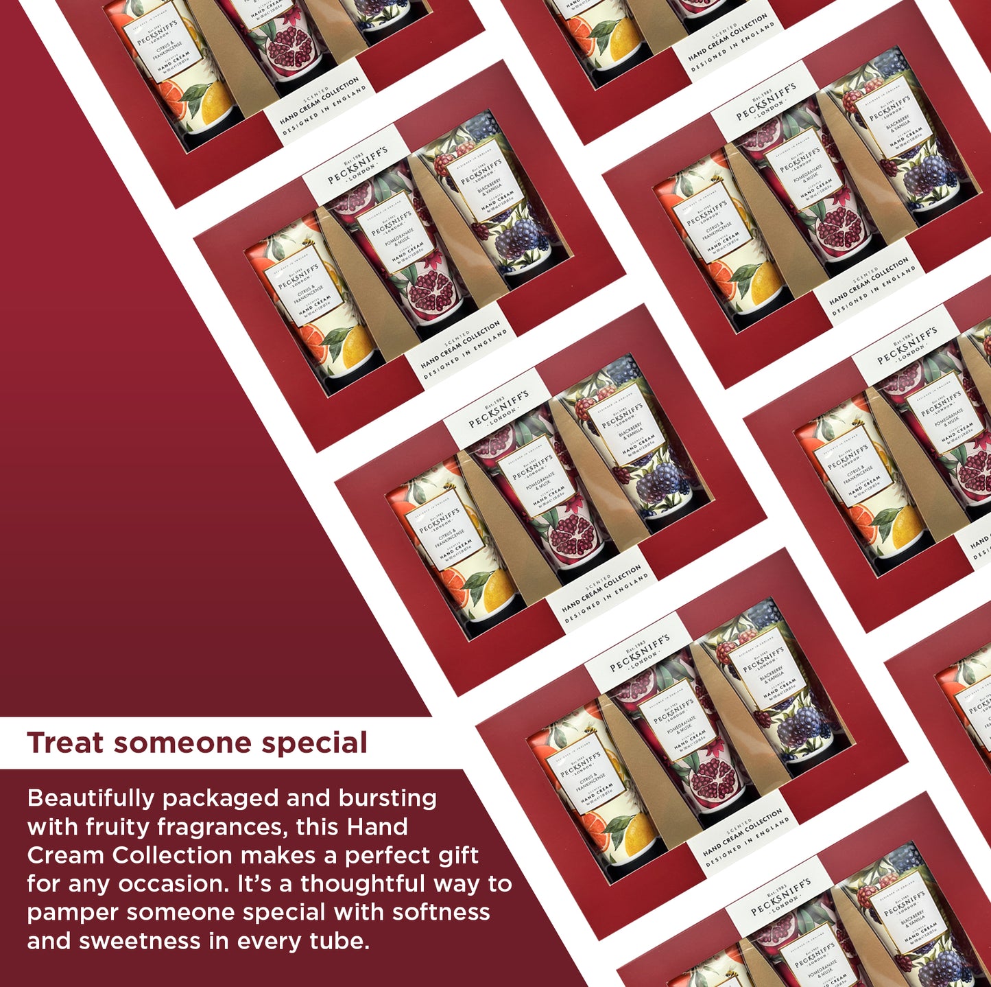 Pecksniff’s Enchanted Winter Hand Cream Collection – 3 Pack 100ml Tubes – Luxury Moisturizing Gift Set for Women & Men with Citrus & Frankincense, Pomegranate & Musk, Blackberry & Vanilla