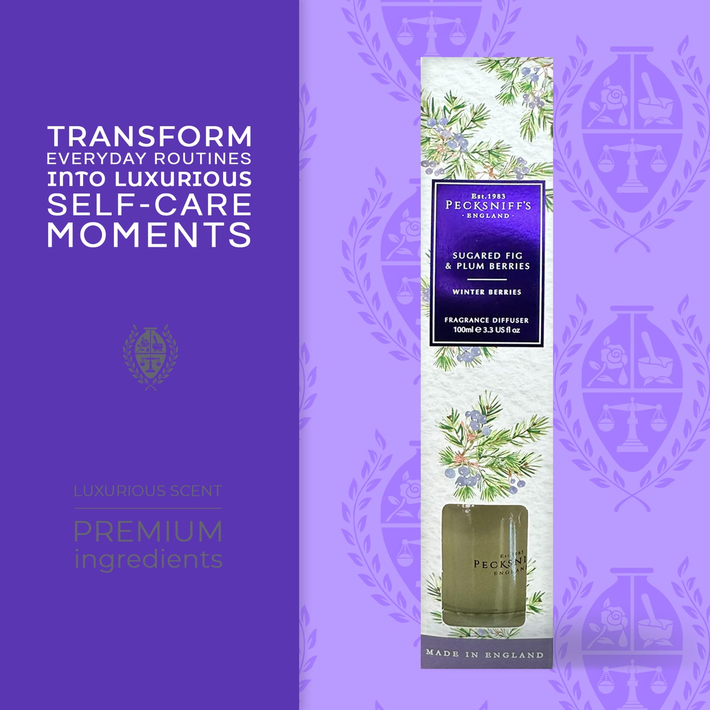 Pecksniffs Sugared Fig and Plum Berries Diffuser | 100ml/3.38 Fl Oz