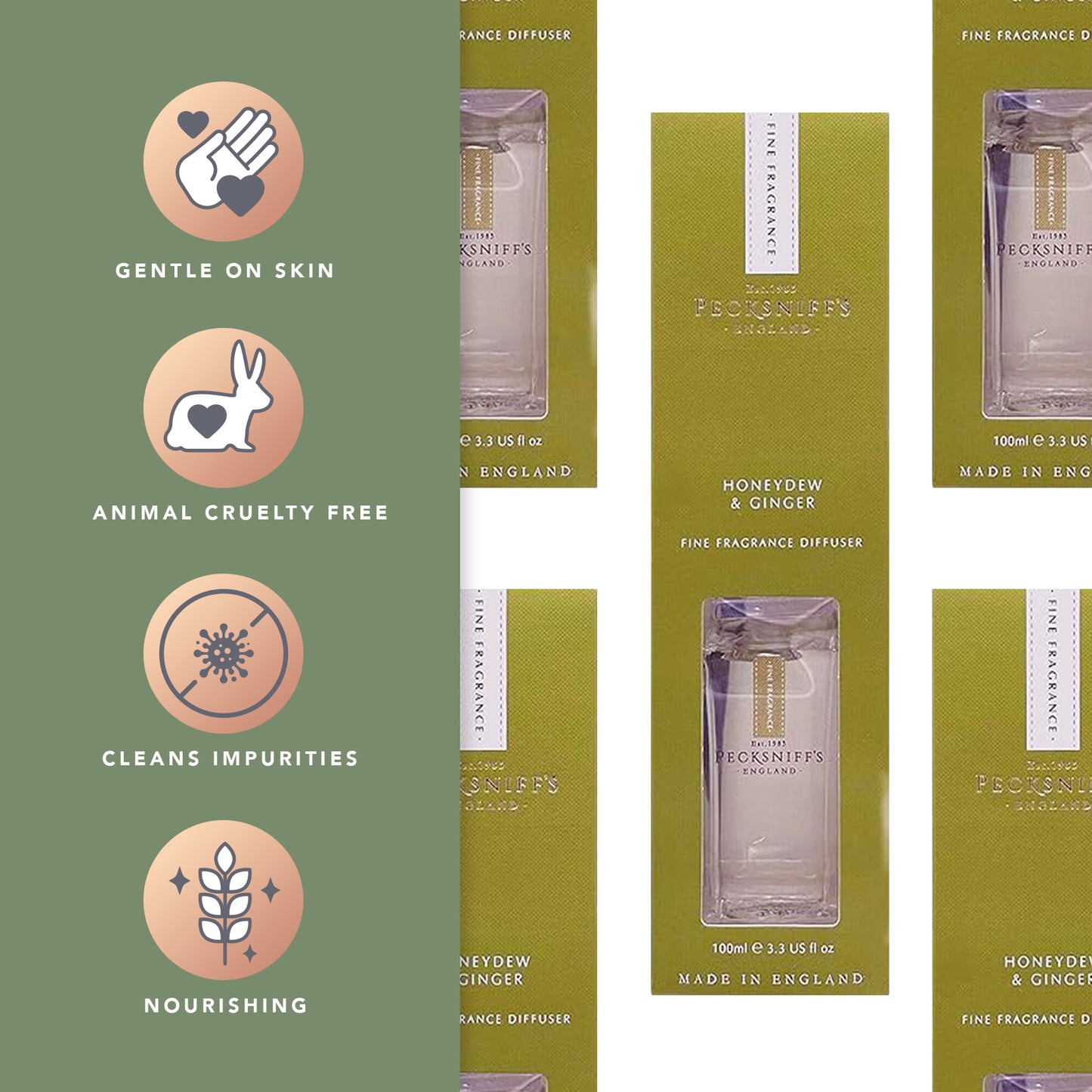 Pecksniffs Honeydew & Ginger Diffuser | 100ml/3.38 Fl Oz