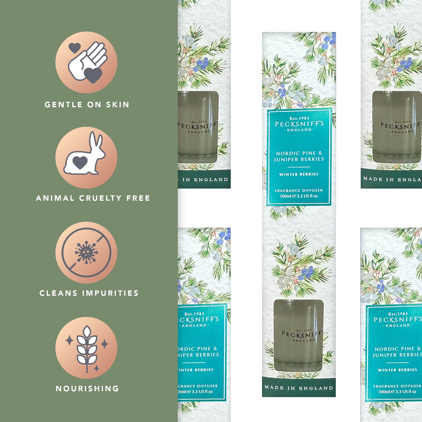 Pecksniffs Nordic Pine and Juniper Berries Diffuser | 100ml/3.38 Fl Oz