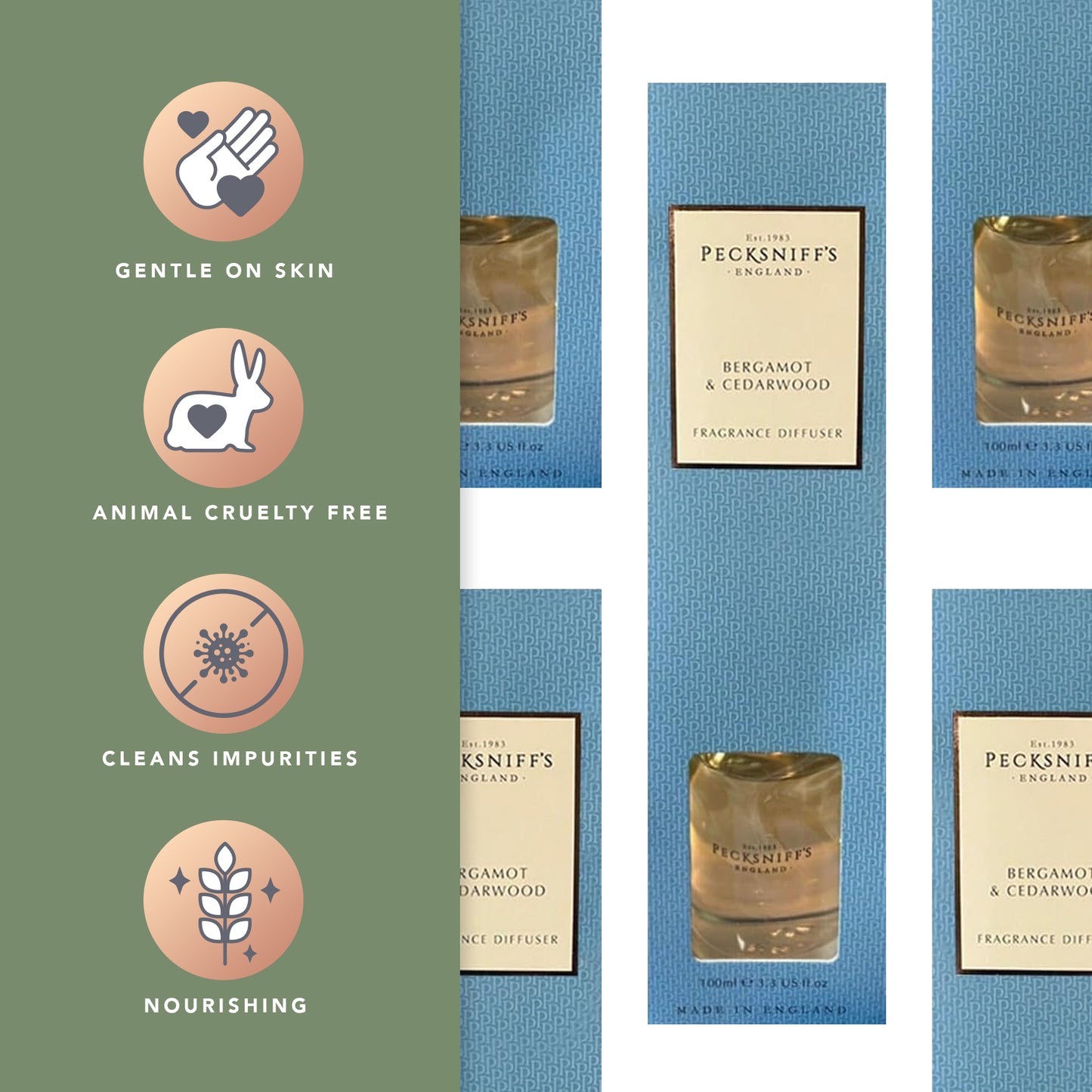 Pecksniffs Bergamot & Cedarwood Diffuser | 100ml/3.38 Fl Oz