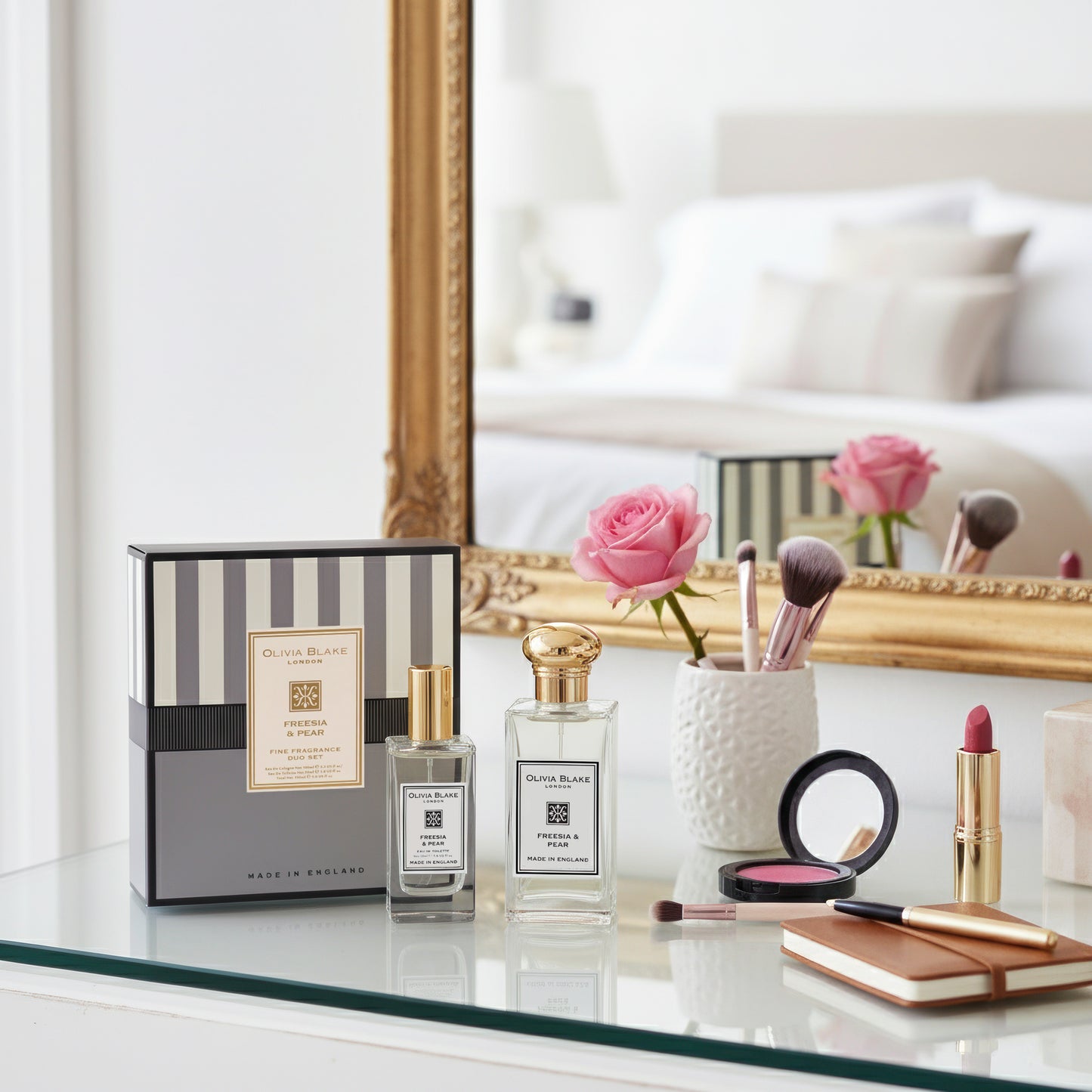 Olivia Blake Fine Fragrance Freesia & Pear Duo Gift Set – 100 ml/3.38 fl oz Eau de Cologne & 50 ml/1.69 fl oz Eau de Toilette, Fruity Floral Perfume for Women, Made in England