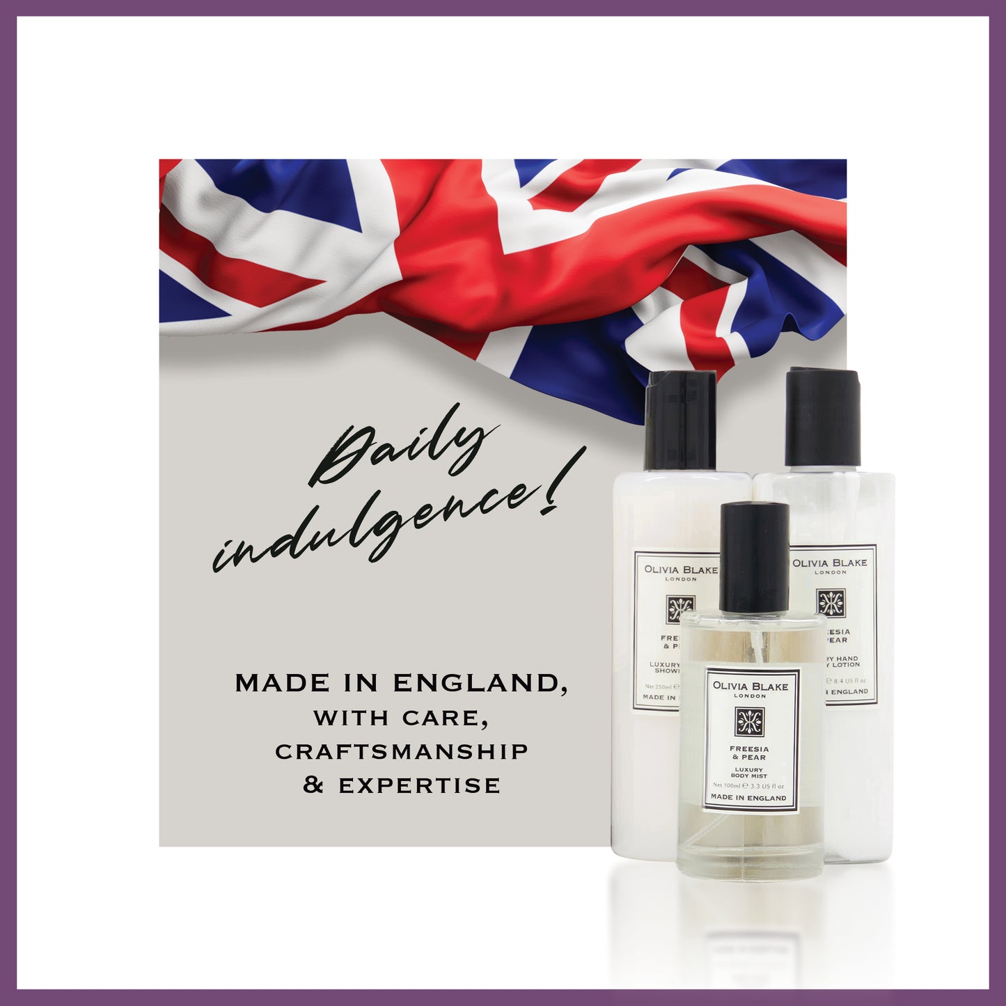 Olivia Blake Freesia & Pear Trio Gift Set – 100 ml/3.38 fl oz Body Mist, 250 ml/8.45 fl oz Shower Gel, 250 ml/8.45 fl oz Body Lotion – Luxurious Everyday Essentials for Women
