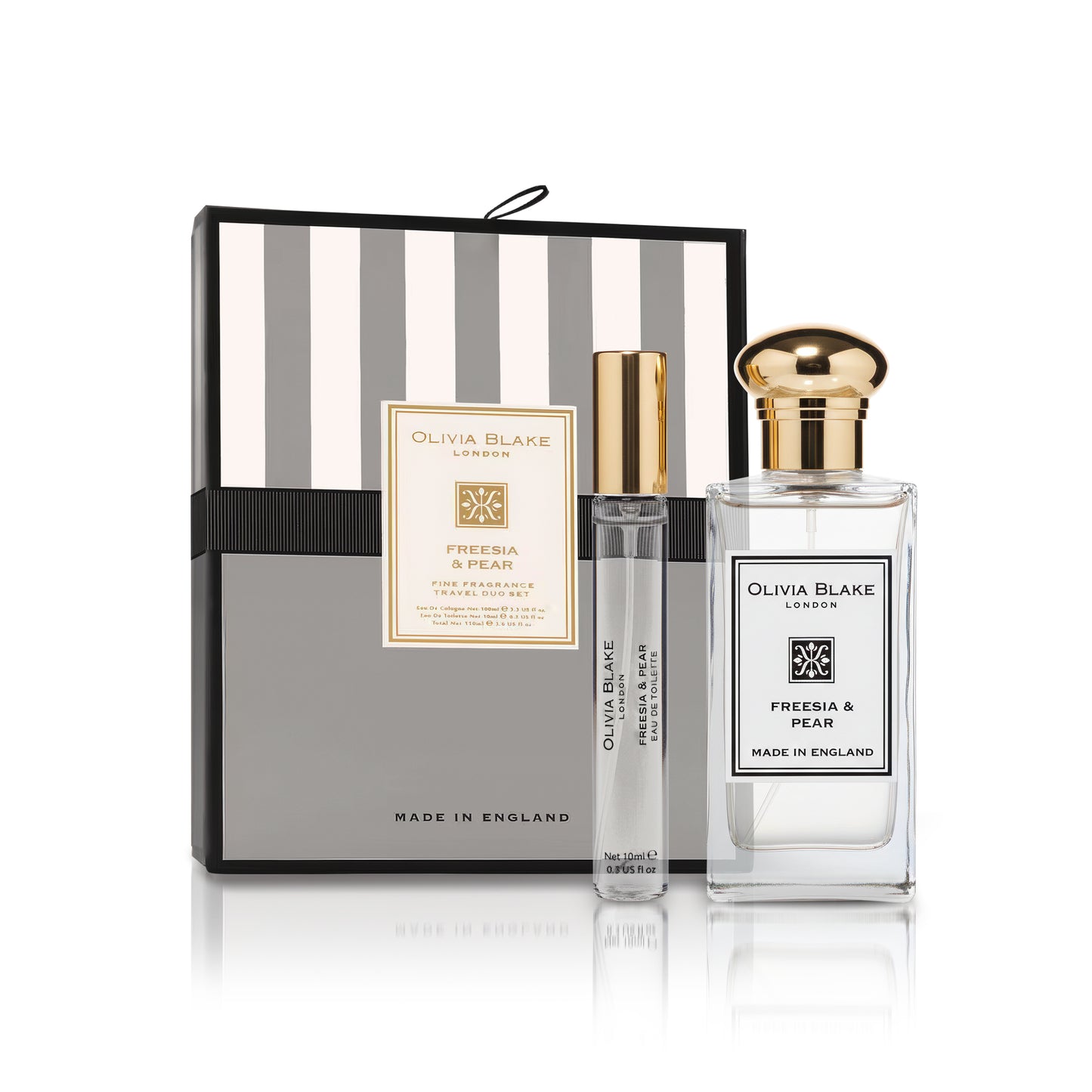 Olivia Blake Fine Fragrance Freesia & Pear Duo Travel Perfume Gift Set – 100 ml/3.38 fl oz Eau de Cologne & 8.5 ml/0.28 fl oz Eau de Toilette, Fruity Floral Perfume for Women, Made in England