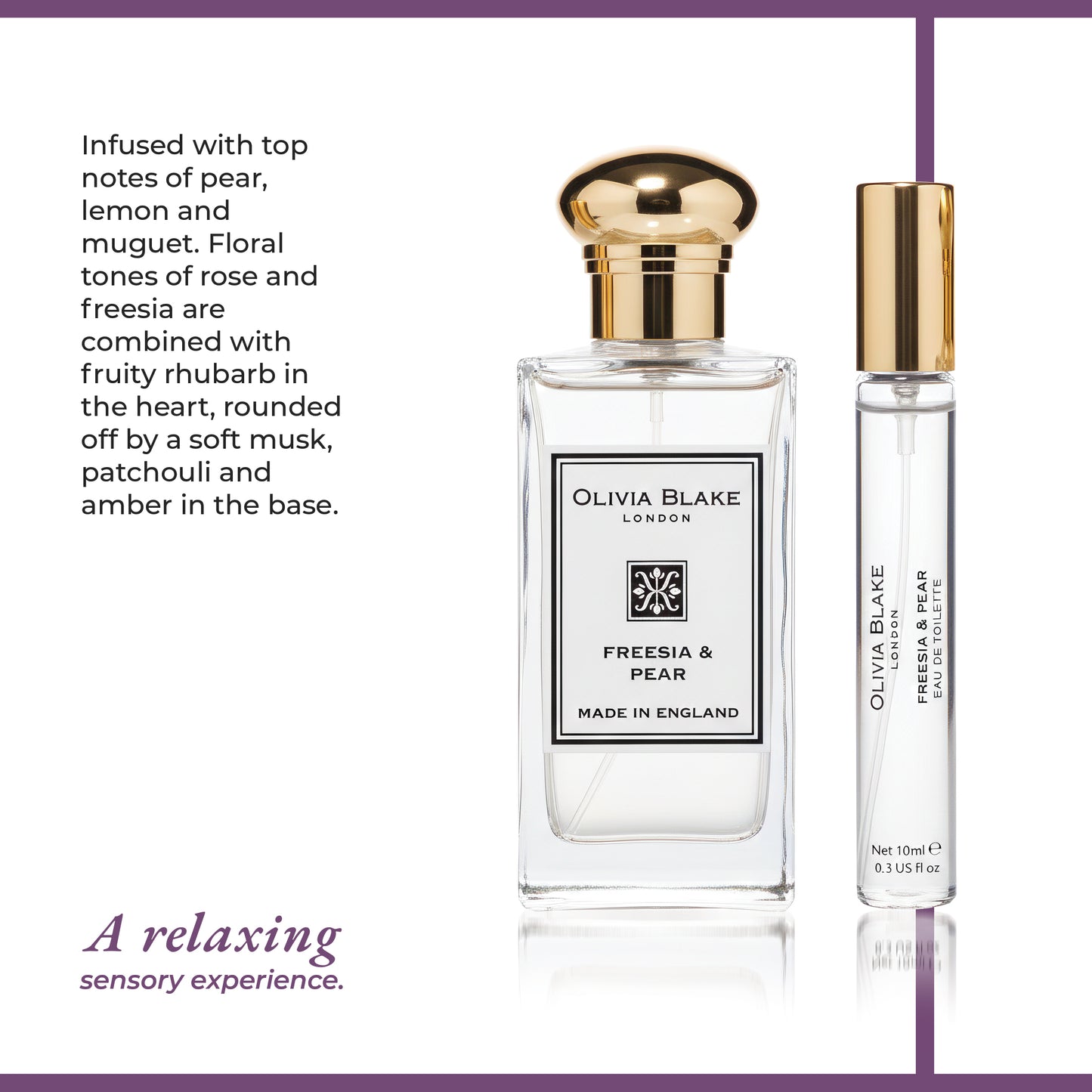 Olivia Blake Fine Fragrance Freesia & Pear Duo Travel Perfume Gift Set – 100 ml/3.38 fl oz Eau de Cologne & 8.5 ml/0.28 fl oz Eau de Toilette, Fruity Floral Perfume for Women, Made in England