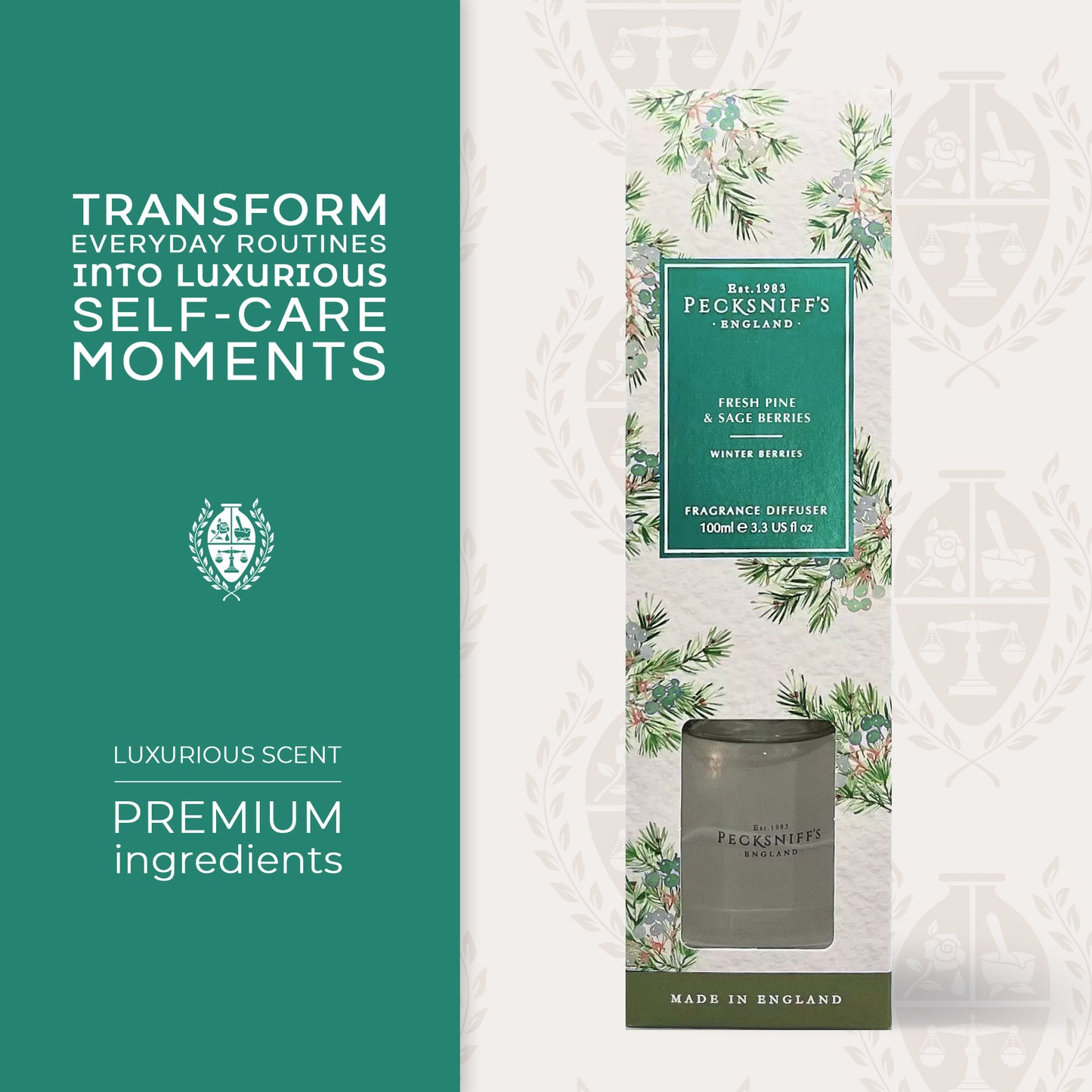 Pecksniffs Fresh Pine and Sage Berries Diffuser | 100ml/3.38 Fl Oz