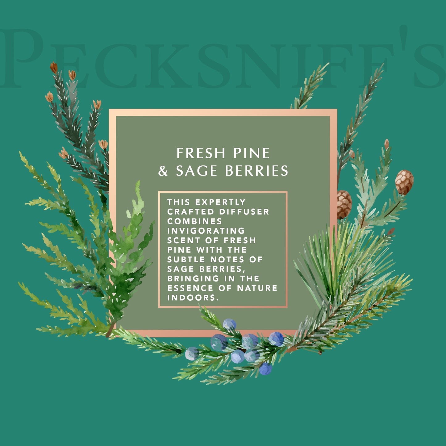 Pecksniffs Fresh Pine and Sage Berries Diffuser | 100ml/3.38 Fl Oz
