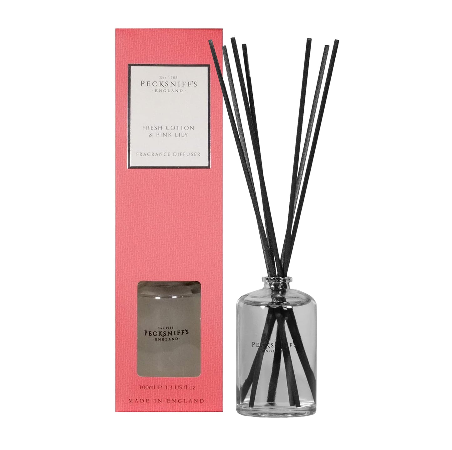 Pecksniffs Fresh Cotton & Pink Lily Diffuser | 100ml/3.38 Fl Oz