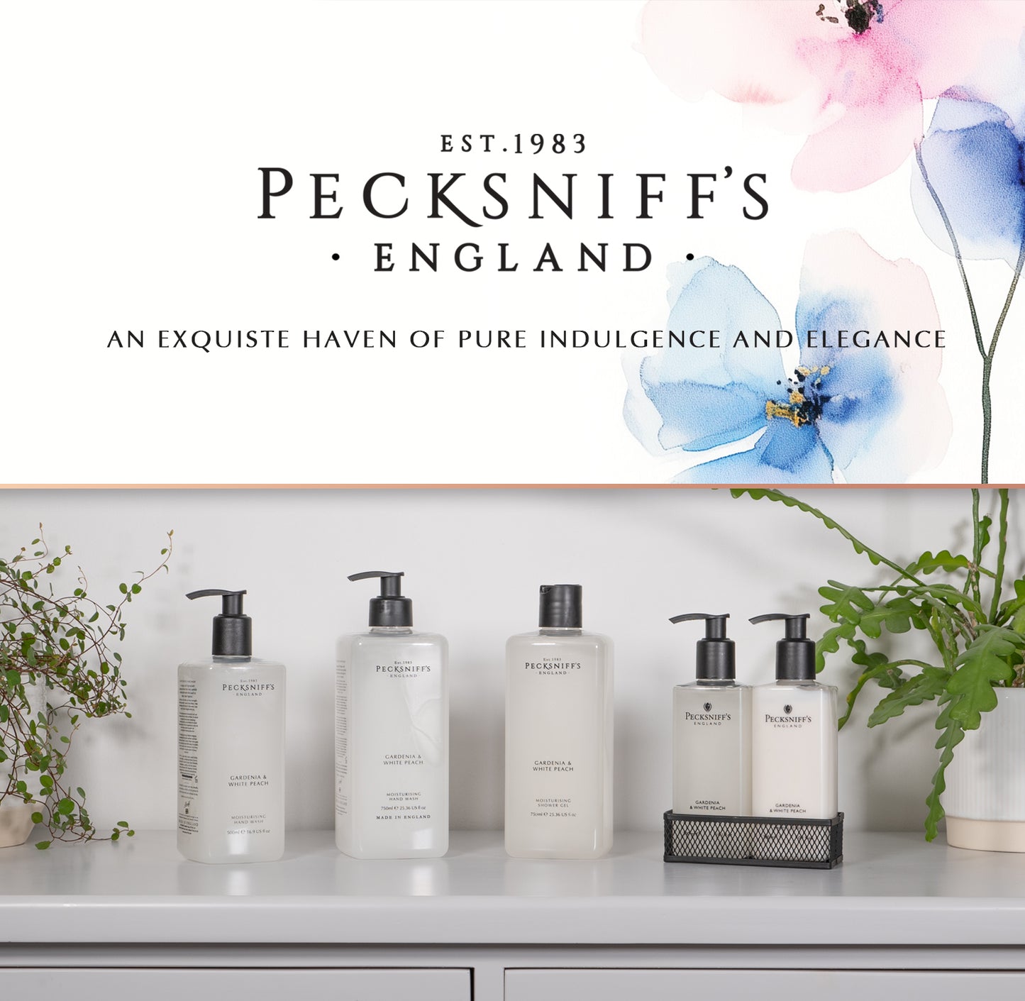 Pecksniffs Gardenia & White Peach Moisturizing Shower Gel | 1000 ml / 33.80 Fl Oz