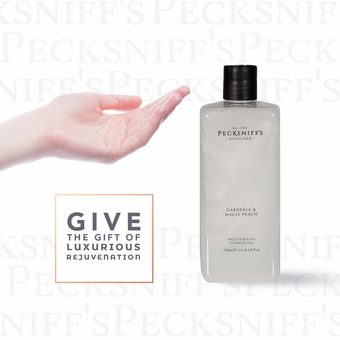 Pecksniff's Gardenia & White Peach Moisturizing Shower Gel | 750ml / 25.366 Fl Oz