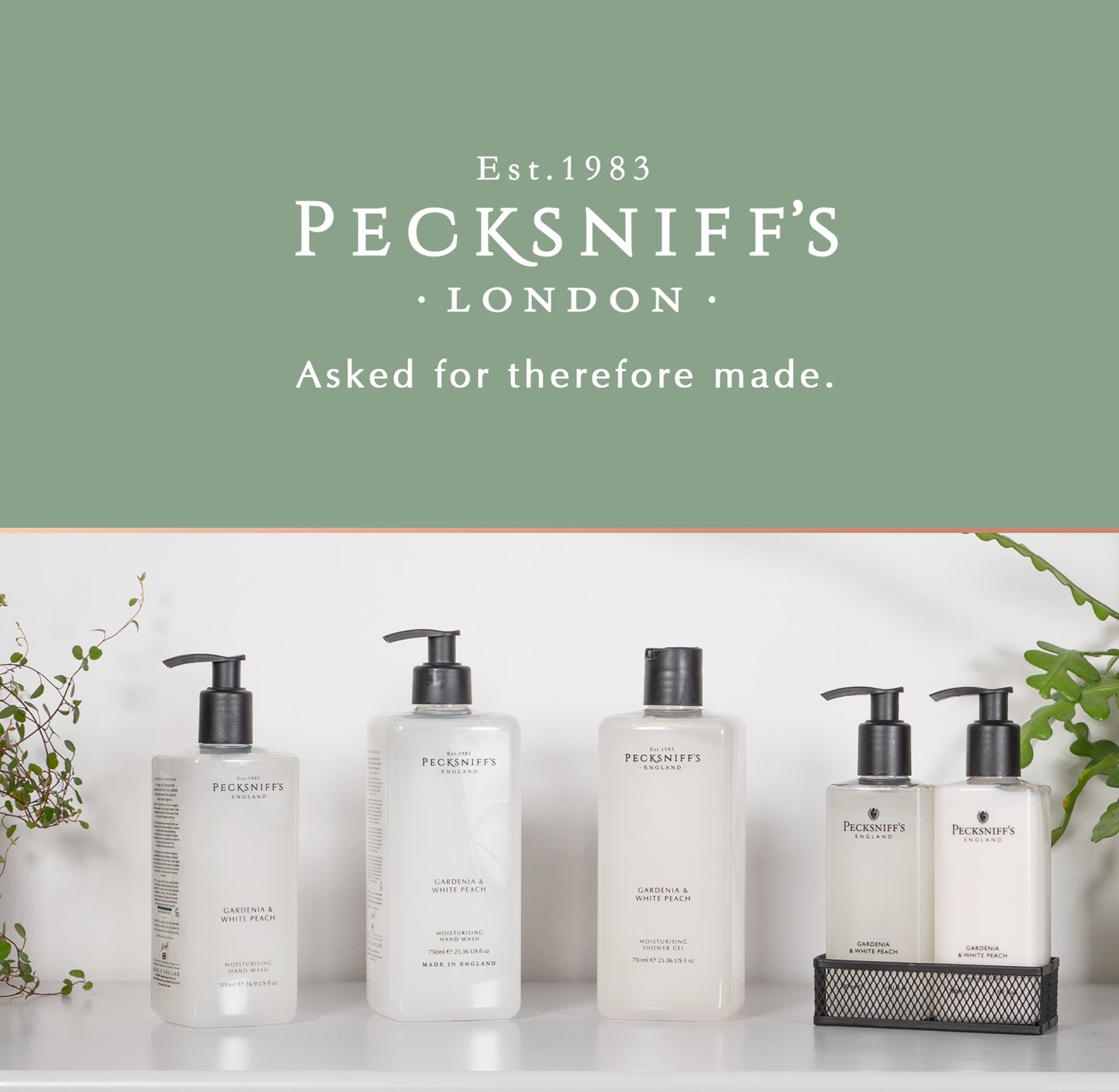 Pecksniff's Gardenia & White Peach Moisturizing Shower Gel | 750ml / 25.366 Fl Oz