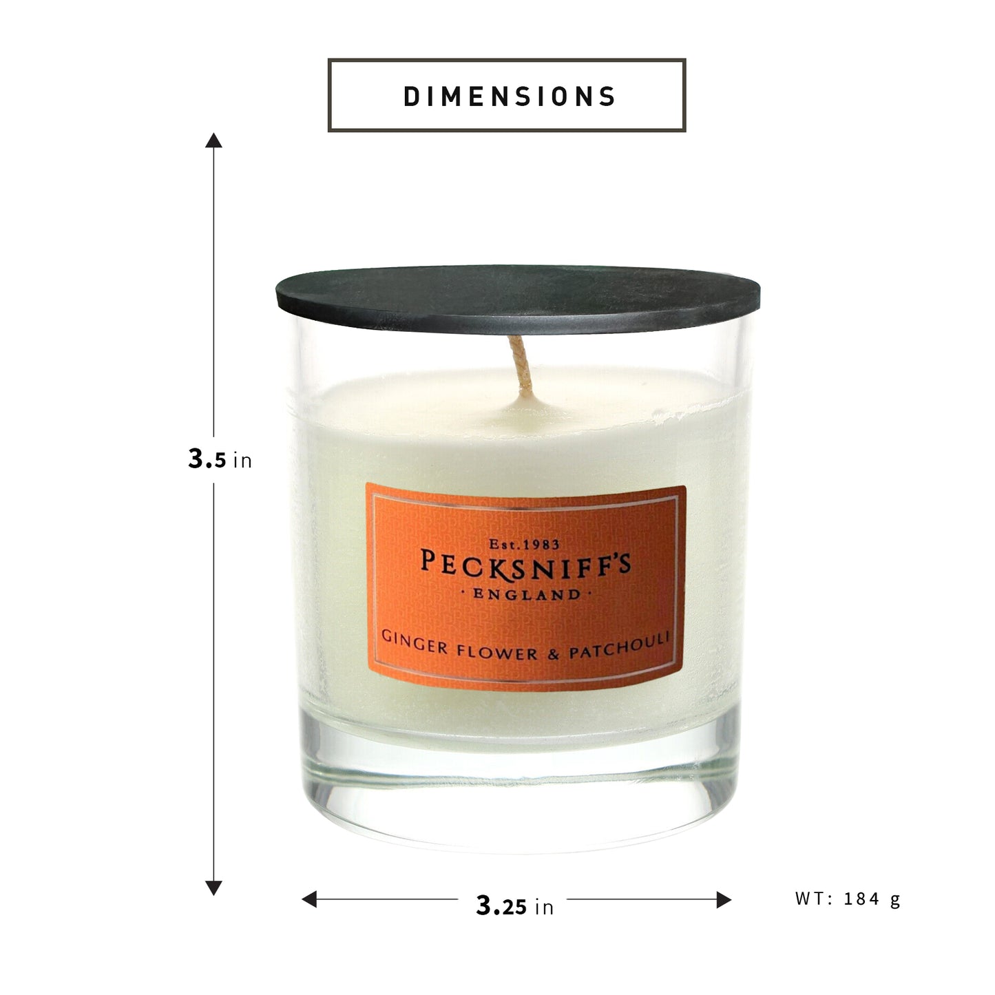 Pecksniff's Classic Gingerflower & Patchouli Scented Candle | 1 Wick, 184g/6.49oz