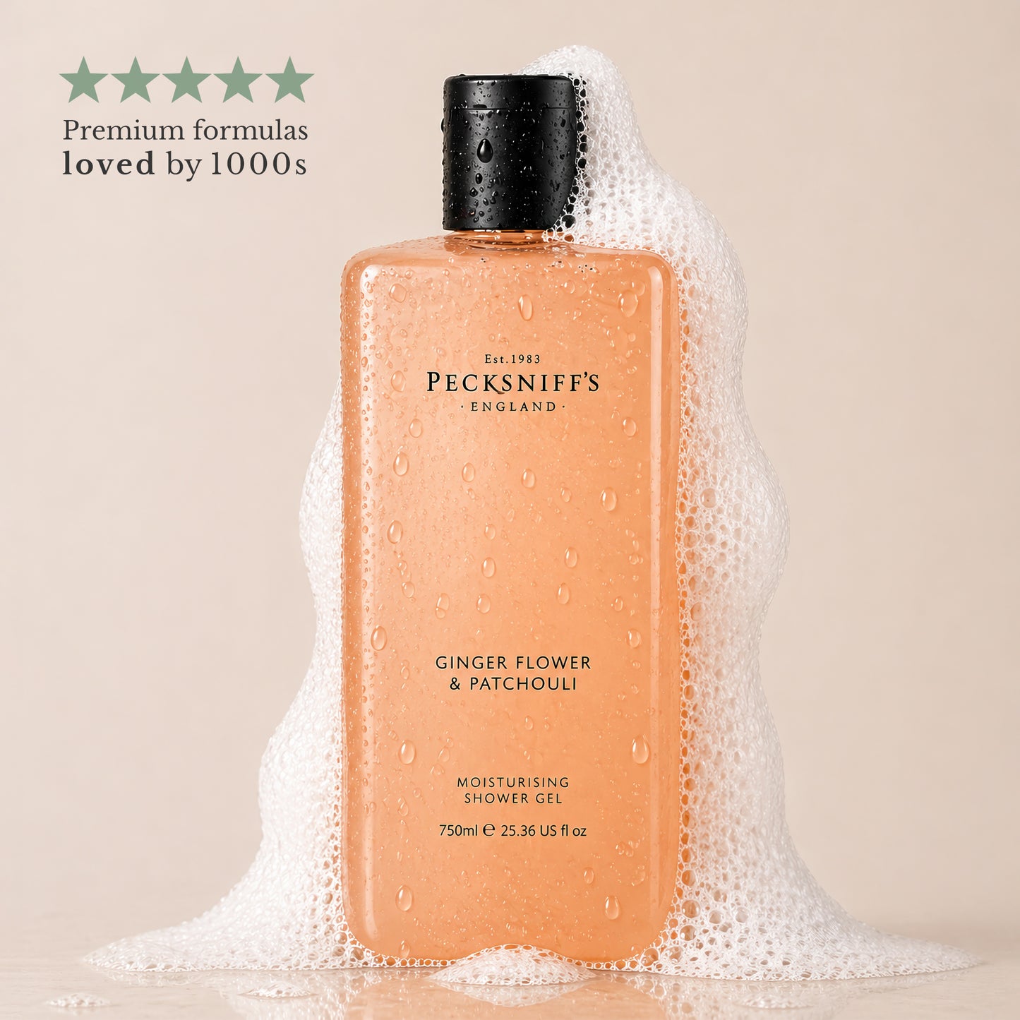Pecksniff's Ginger Flower & Patchouli Moisturizing Shower Gel | 750 ml/25.3 Fl Oz