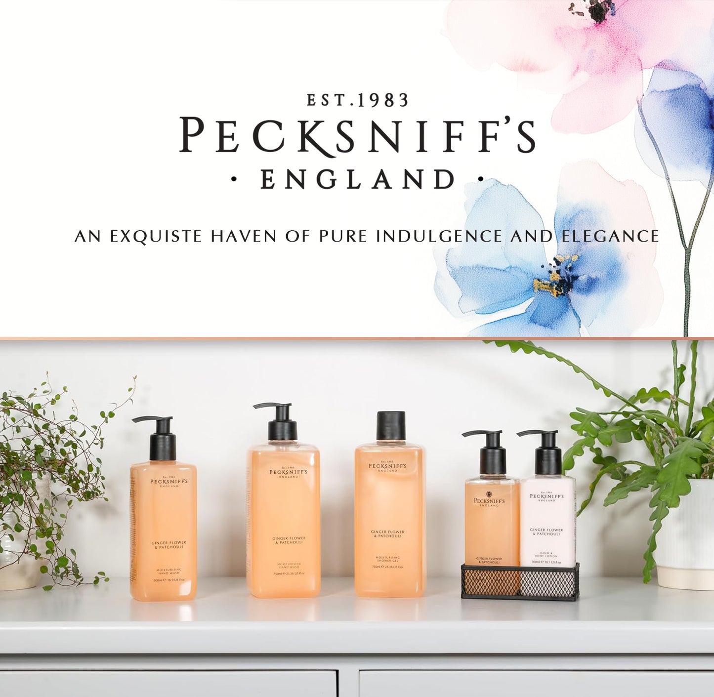 Pecksniffs Ginger Flower & Patchouli Moisturizing Shower Gel | 1000 ml / 33.80 Fl Oz