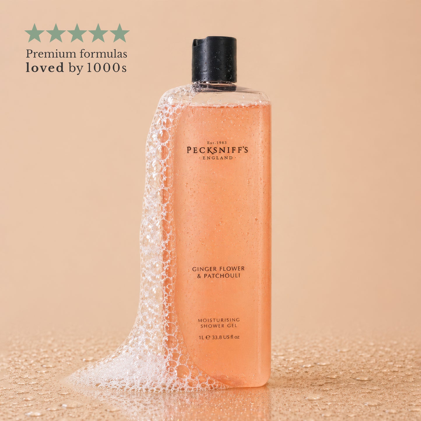 Pecksniffs Ginger Flower & Patchouli Moisturizing Shower Gel | 1000 ml / 33.80 Fl Oz