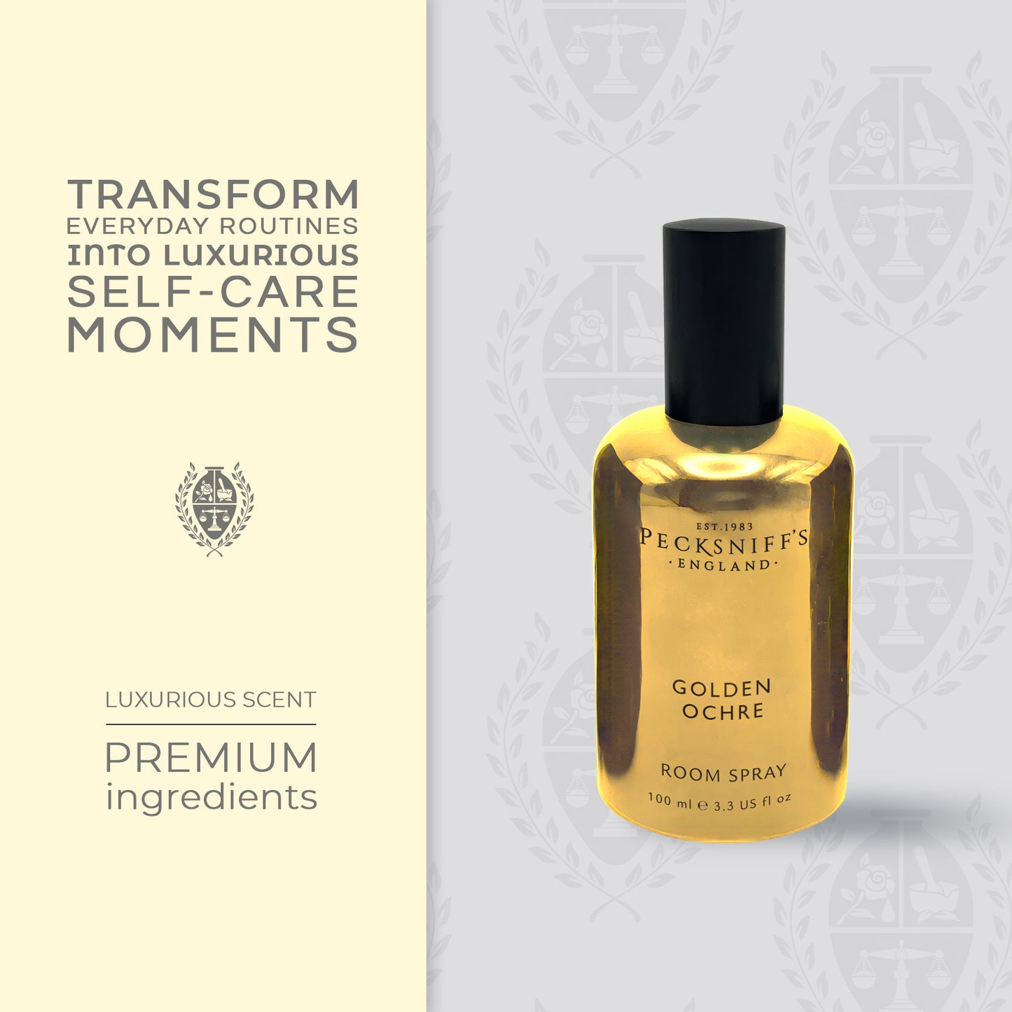 Pecksniffs Golden Ochre Classic Room Spray | 100ml/3.38 Fl Oz