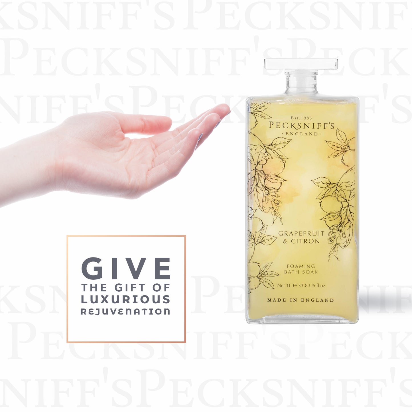 Pecksniff’s Grapefruit & Citron Foaming Bath Soak – Luxury Bubble Bath, 1L / 33.8 fl oz, Made in England
