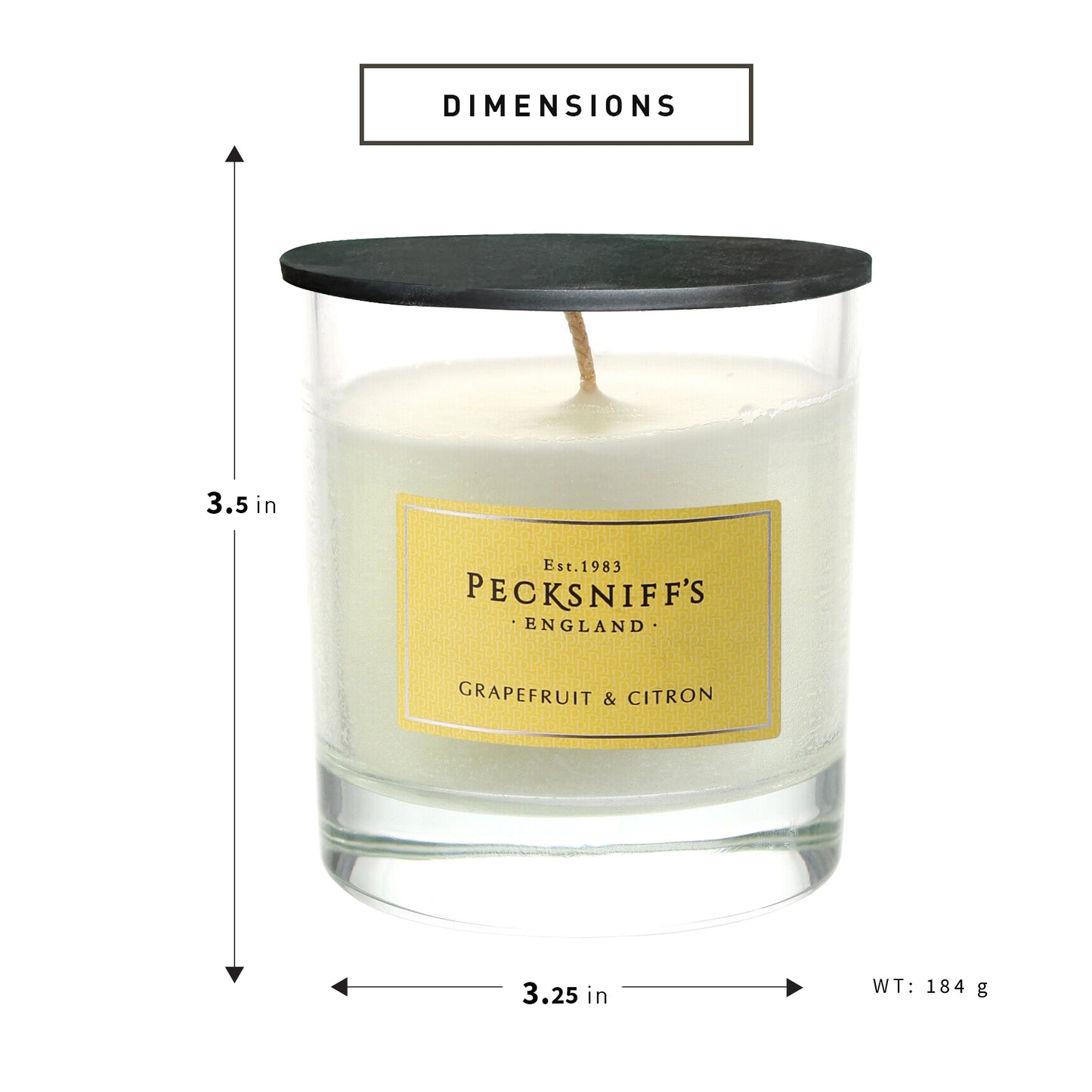 Pecksniff's Classic Grapefruit & Citron Scented Candle | 1 Wick, 184g/6.49oz