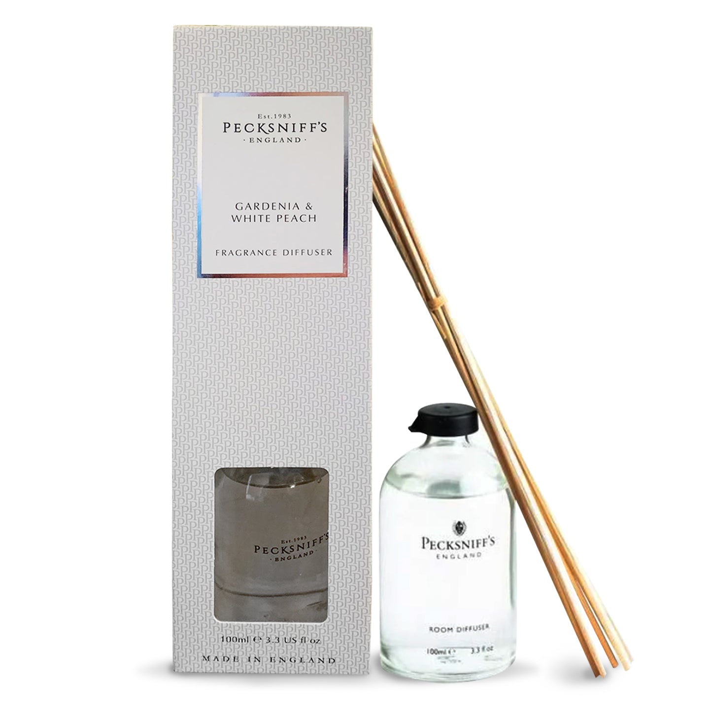 Pecksniffs Gardenia & White Peach Diffuser | 100ml/3.38 Fl Oz