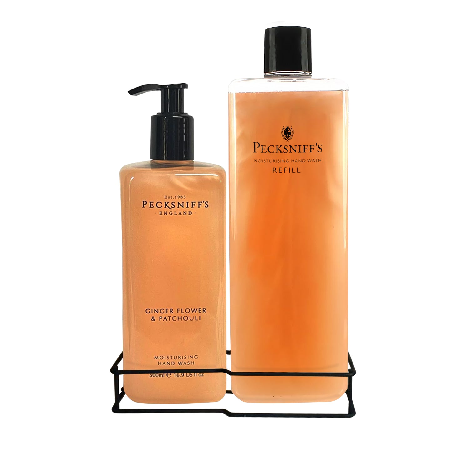 Pecksniff's Classic Ginger Flower & Patchouli Moisturizing Hand Wash 500ml/16.9 Fl oz and Hand Wash Refill 1L/1000ml,33.8 Oz