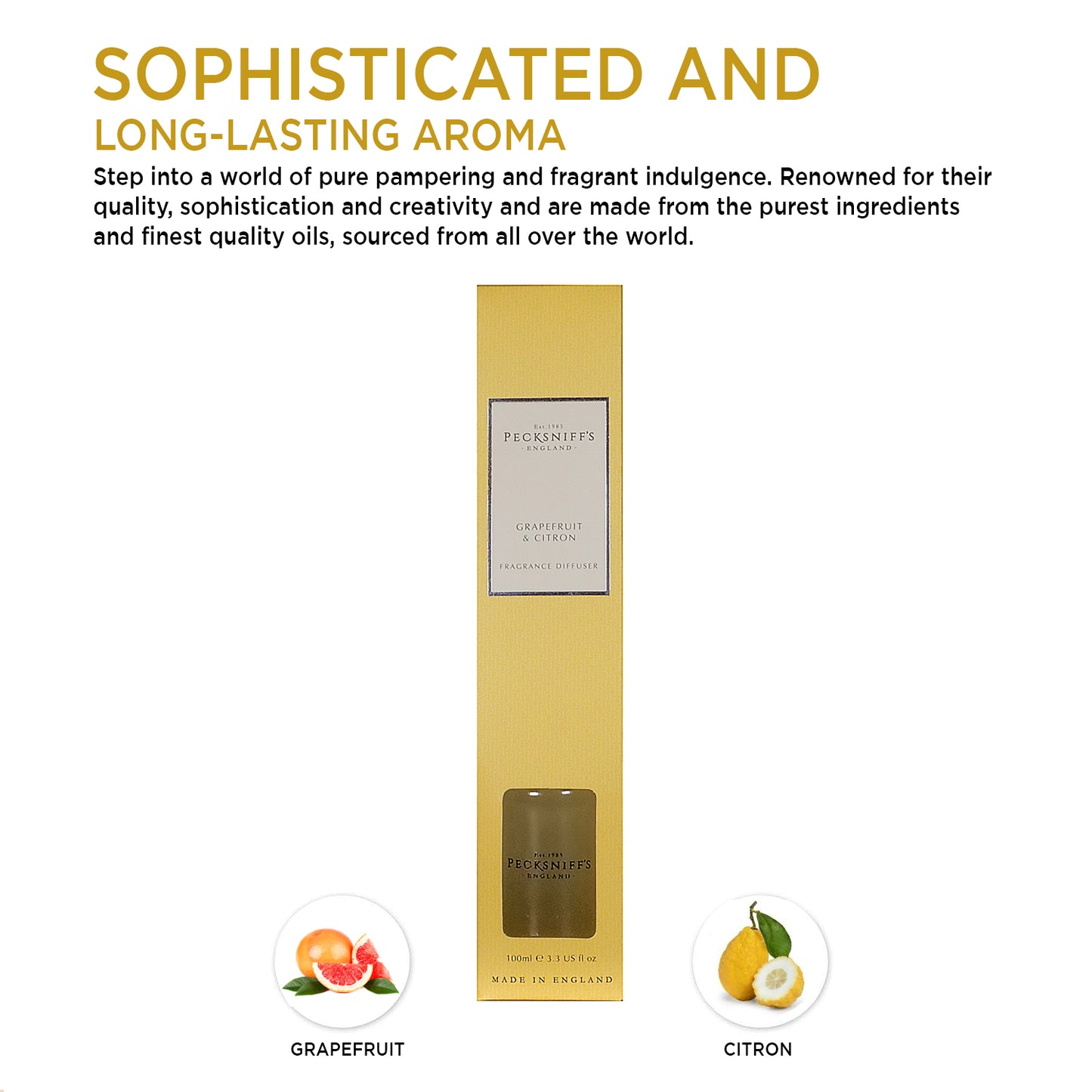 Pecksniffs Grapefruit & Citron Diffuser | 100ml/3.38 Fl Oz