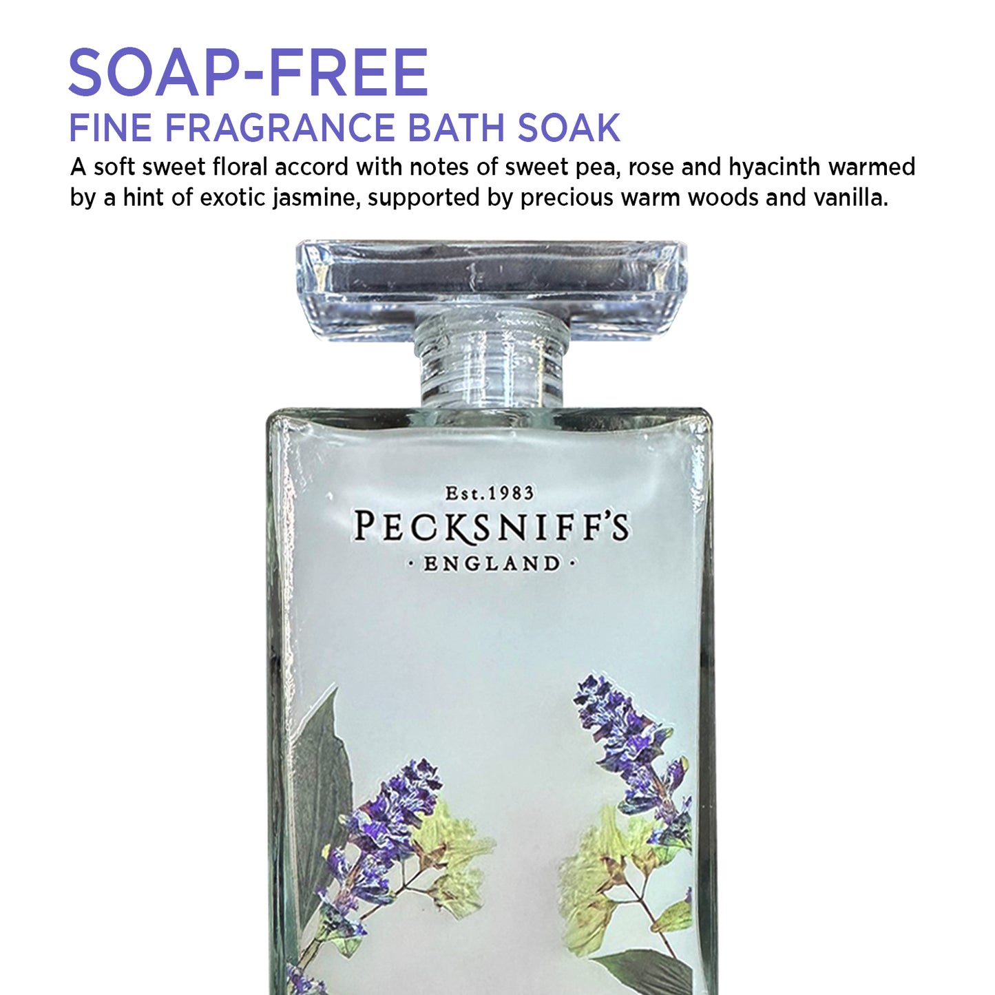 Pecksniffs Hyacinth & Jasmine Bath Soak Decanter | 500ml/16.9 Fl Oz