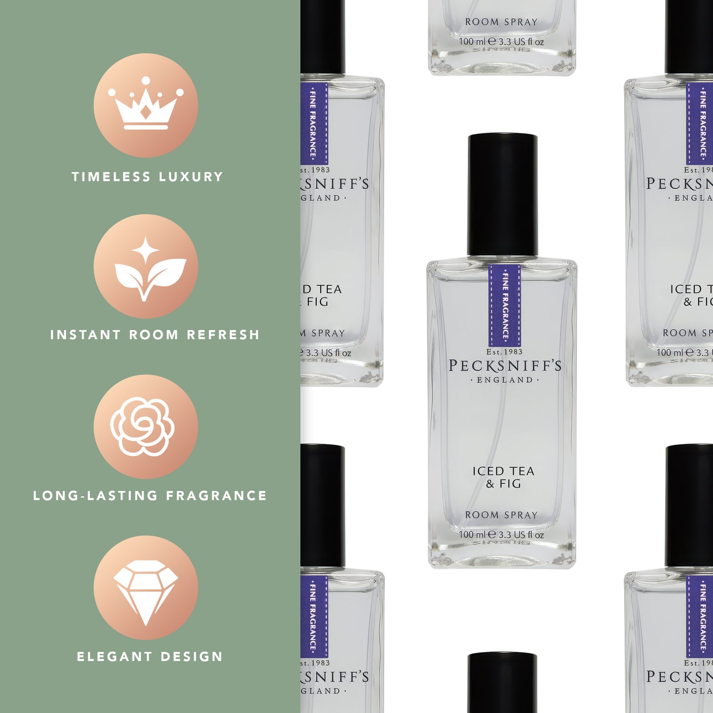 Pecksniffs Iced Tea & Fig Classic Room Spray | 100ml/3.38 Fl Oz