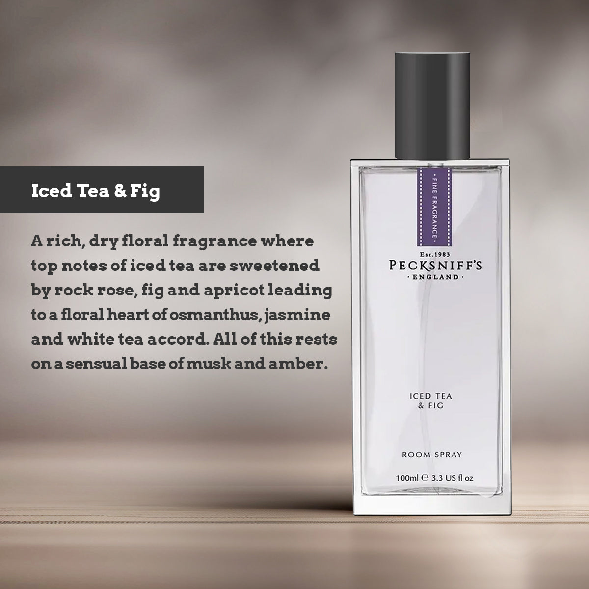 Pecksniffs Iced Tea & Fig Classic Room Spray | 100ml/3.38 Fl Oz