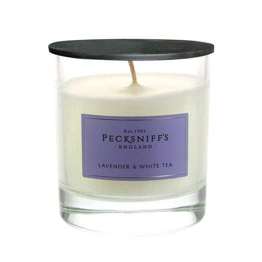 Pecksniff's Classic Lavender & White Tea Scented Candle | 1 Wick, 184g/6.49oz