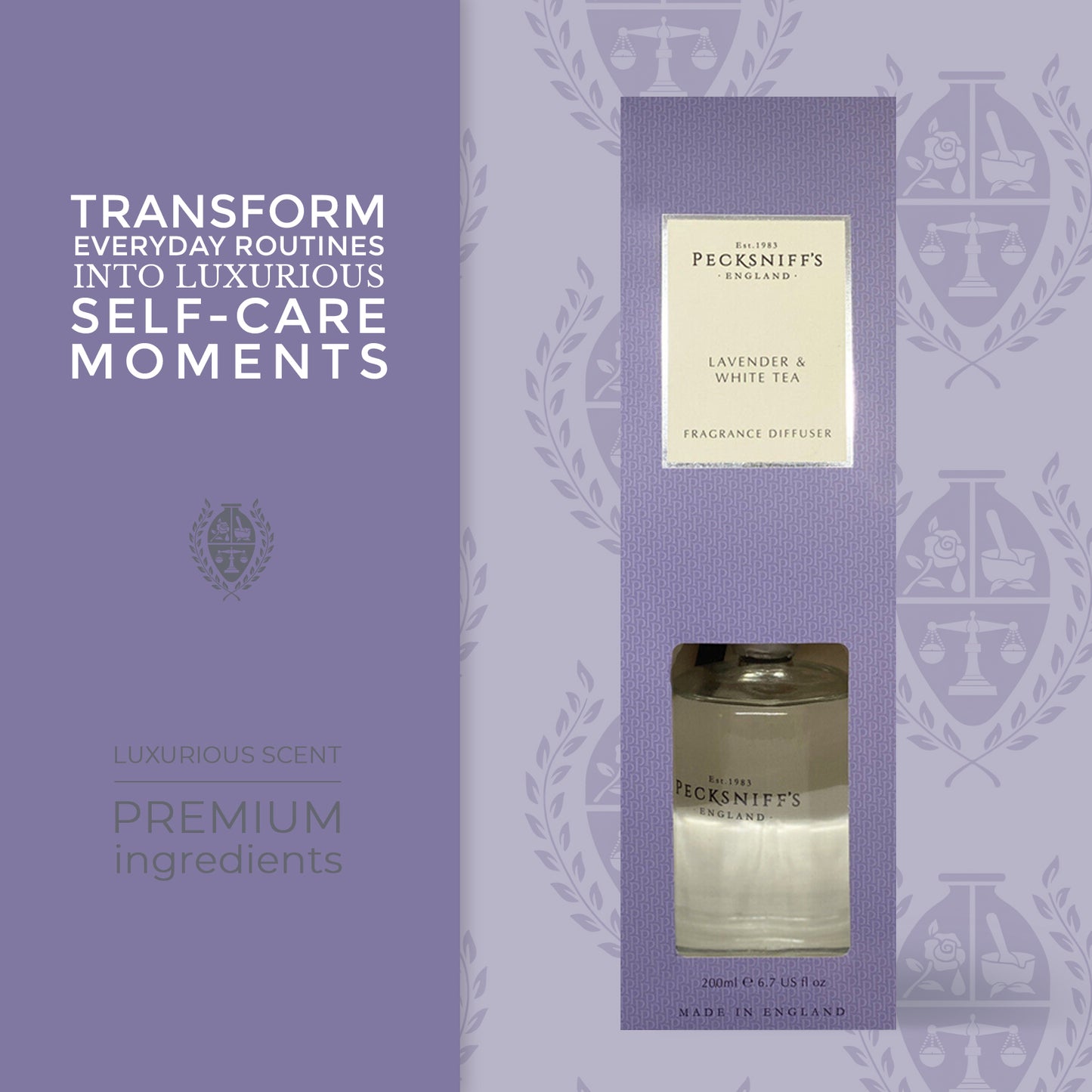 Pecksniffs Lavender & White Tea Diffuser | 200ml/6.76 Fl Oz