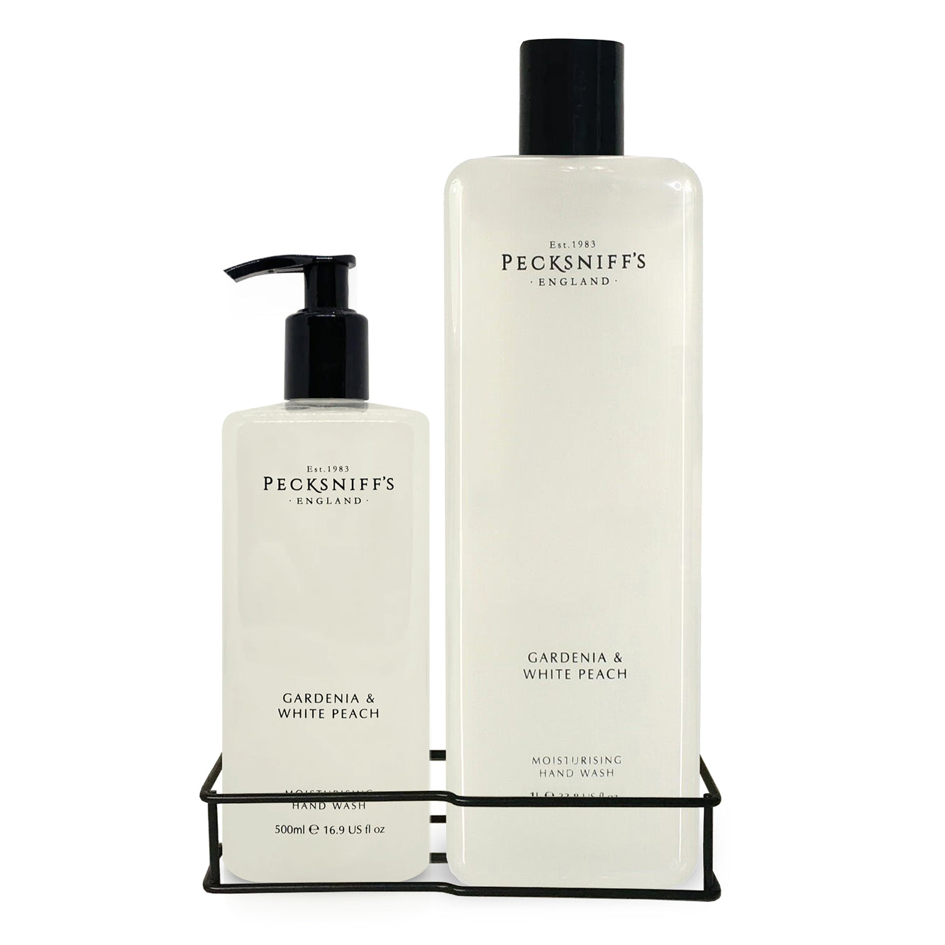 Pecksniffs Classic Gardenia and White Peach Moisturizing Hand Wash 500ml/16.9 Fl oz and Hand Wash Refill 1L/1000ml,33.8 Oz