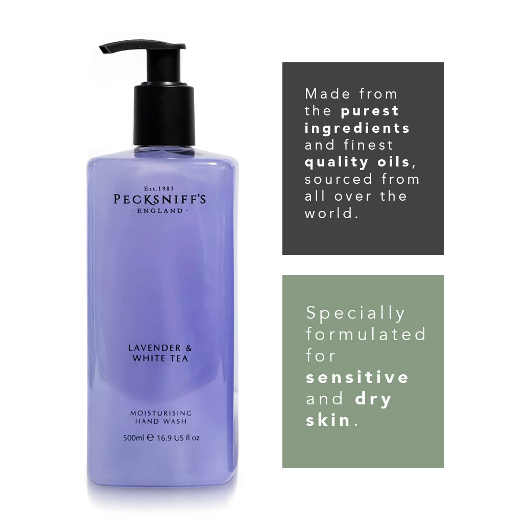 Pecksniffs Classic Lavender & White Tea Scented Moisturizing Hand Wash | 500ml, 16.9 Fl oz