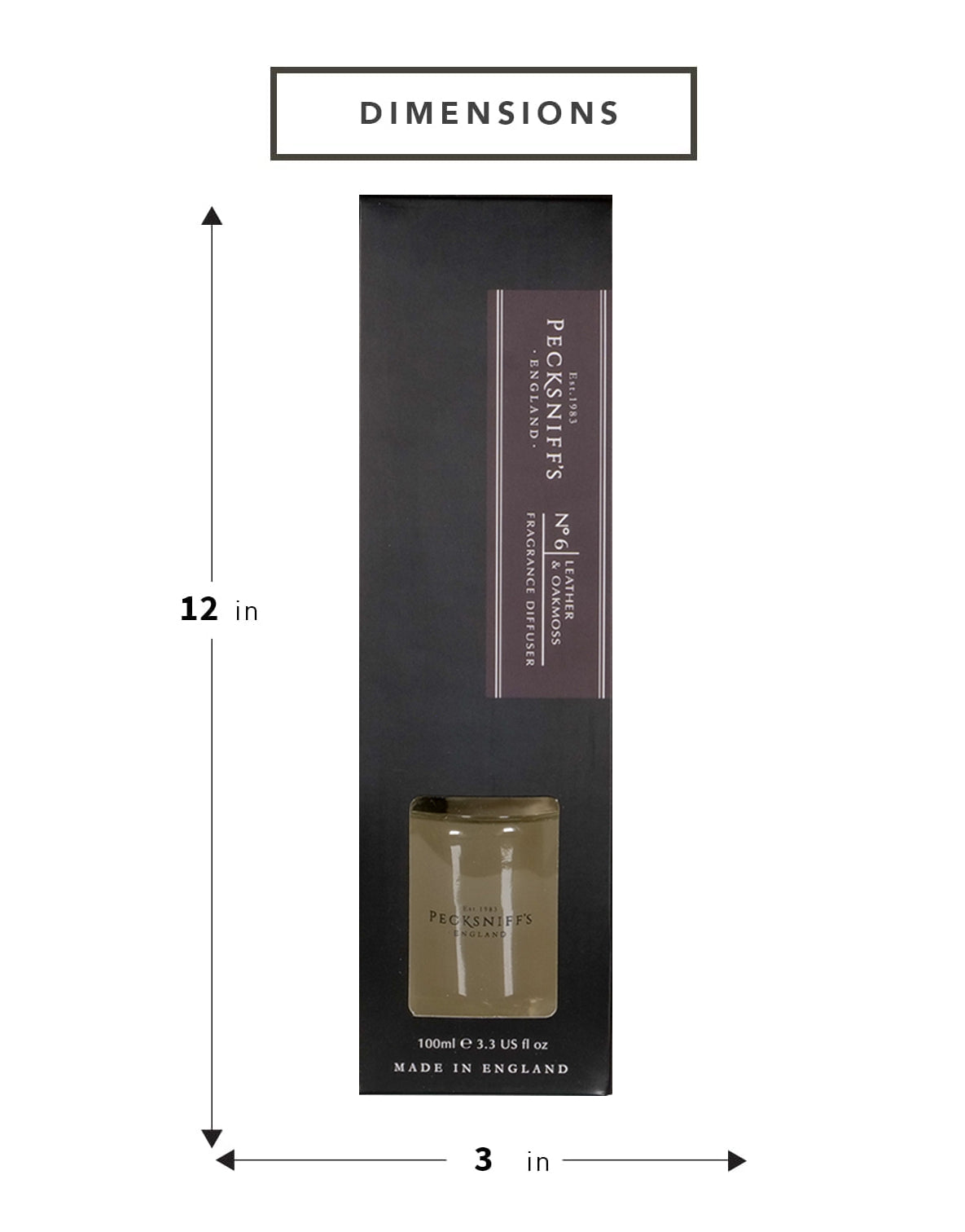 Pecksniffs Leather & Oakmoss Diffuser | 100ml/3.38 Fl Oz