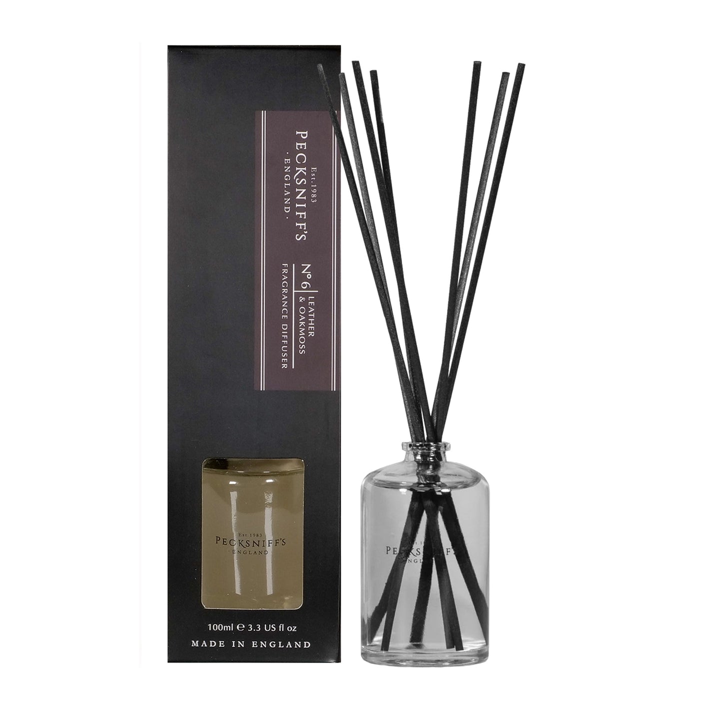 Pecksniffs Leather & Oakmoss Diffuser | 100ml/3.38 Fl Oz