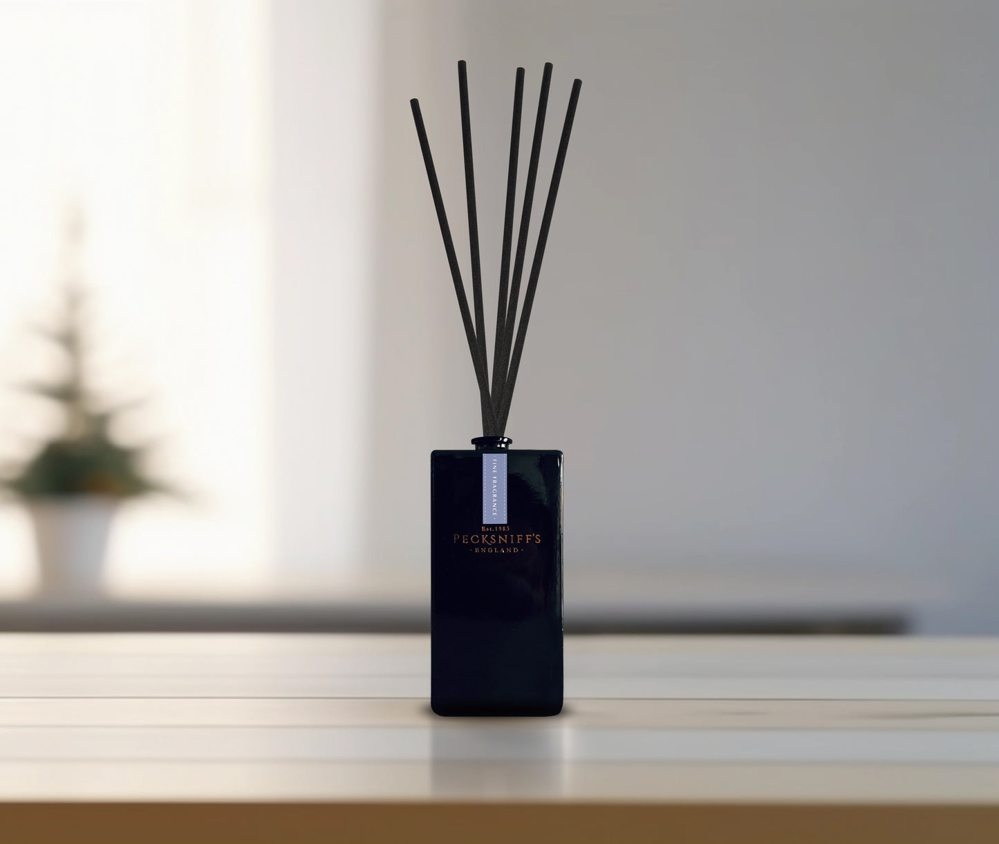 Pecksniff's Leather and Cedar Black Square Diffuser | 200ml/6.76 Fl Oz