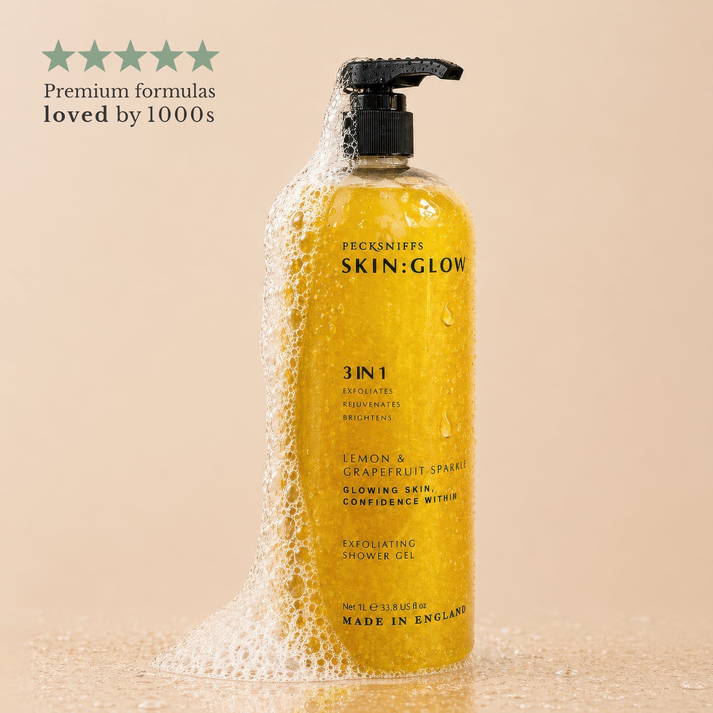 Pecksniffs Lemon & Grapefruit Sparkle Exfoliating Shower Gel | 1000 ml / 33.80 Fl Oz