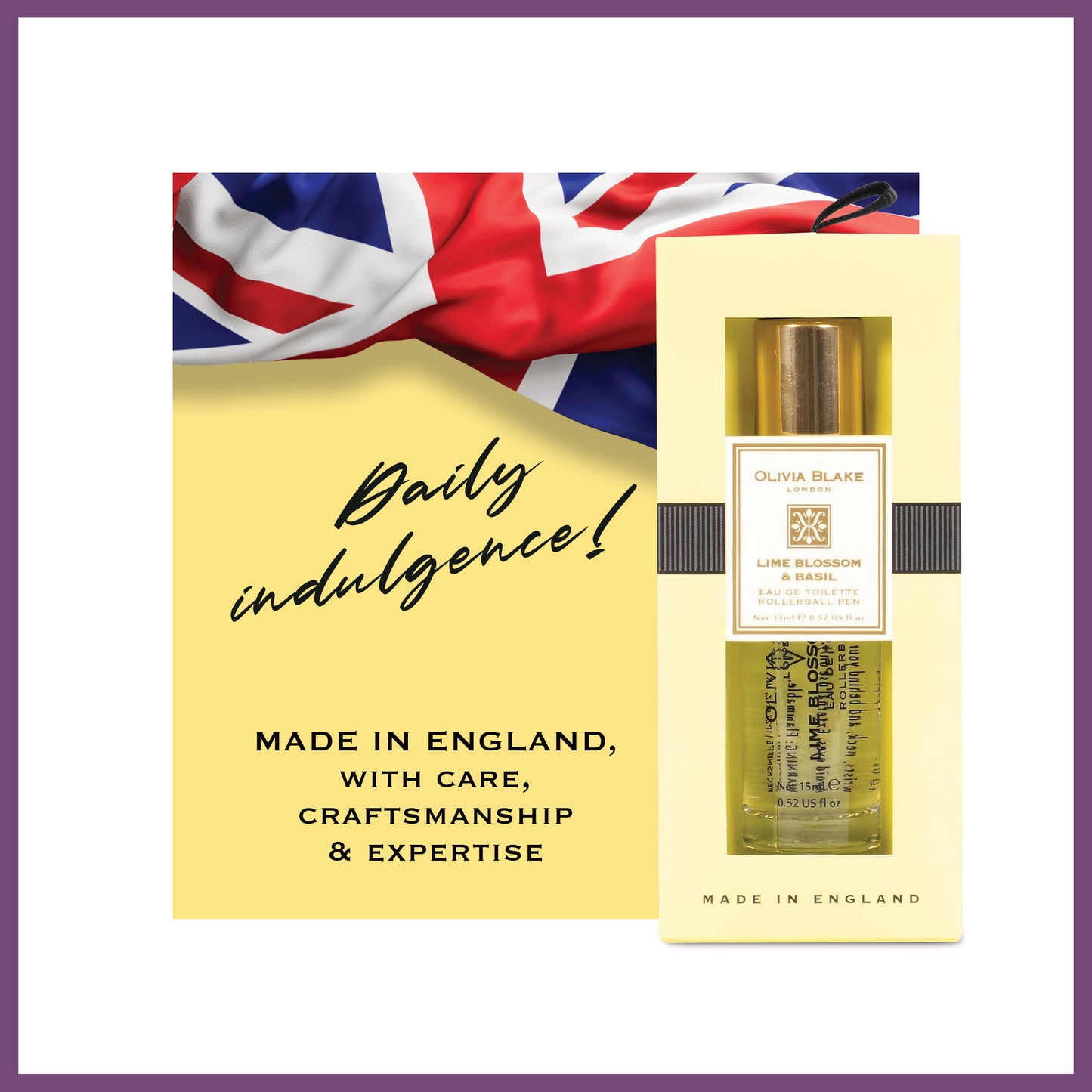 Olivia Blake Lime Blossom & Basil Perfume Roller Ball – 15 ml/0.52 fl oz Fine Fragrance Eau de Toilette, Travel Size Perfume for Women