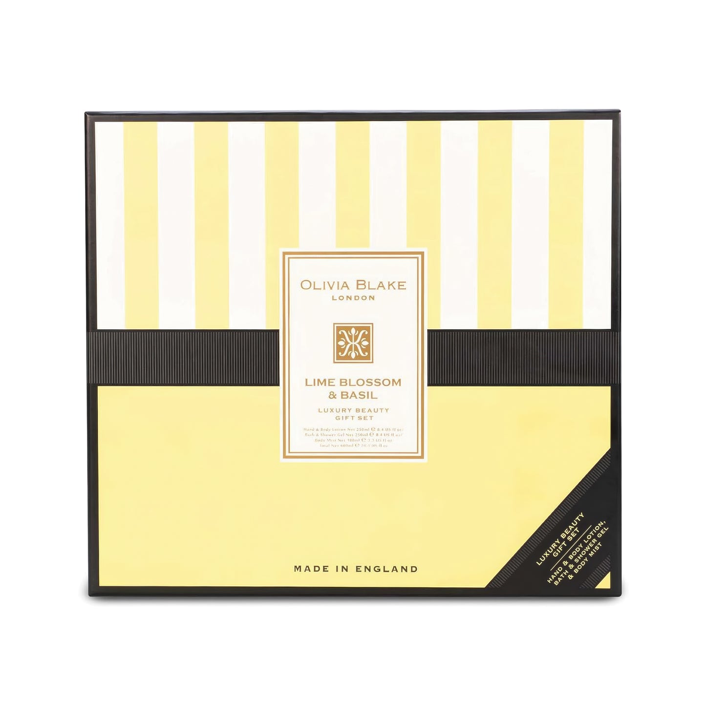 Olivia Blake Lime Blossom & Basil Trio Gift Set – 100 ml/3.38 fl oz Body Mist, 250 ml/8.45 fl oz Shower Gel, 250 ml/8.45 fl oz Body Lotion – Luxurious Everyday Essentials for Women