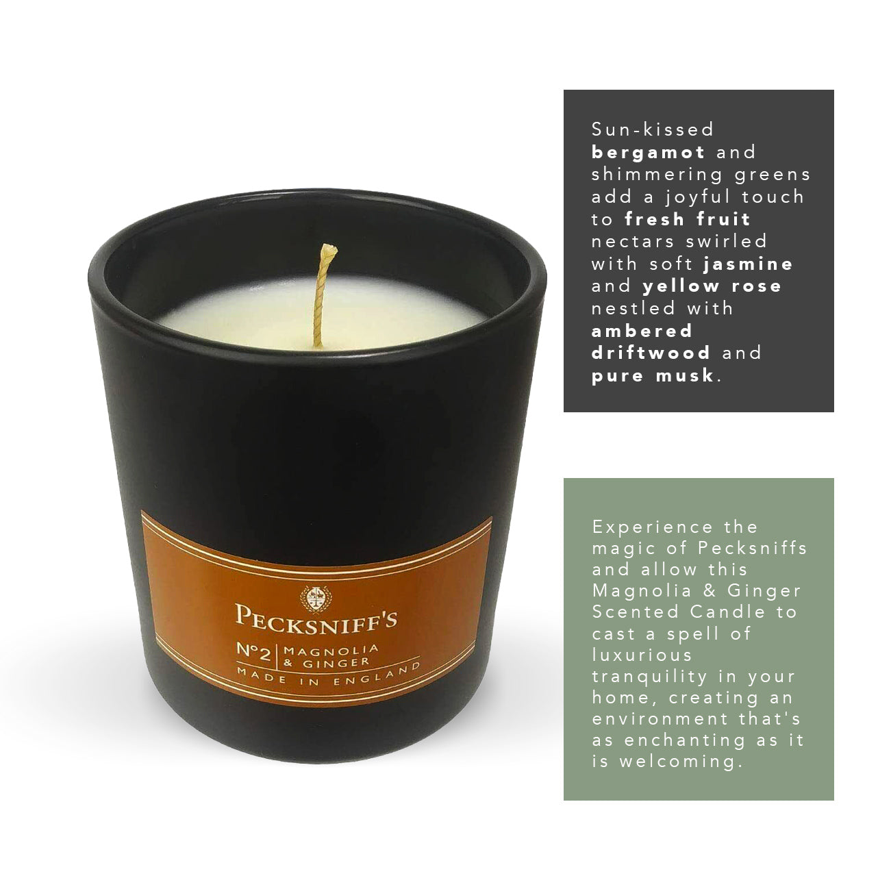 Pecksniffs Magnolia & Ginger Scented Candle | 1 Wick, 100g/3.5oz